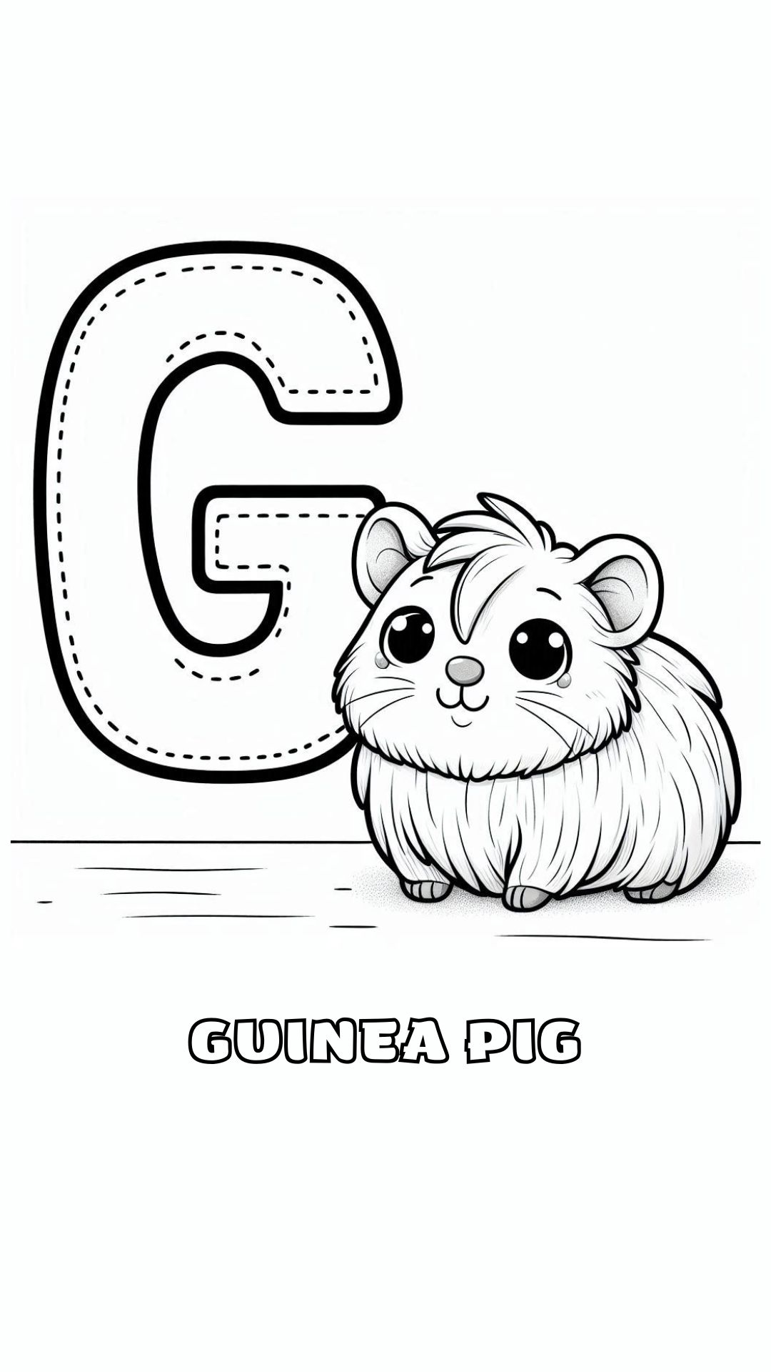 Letter G kleurplaat – Guinea Pig