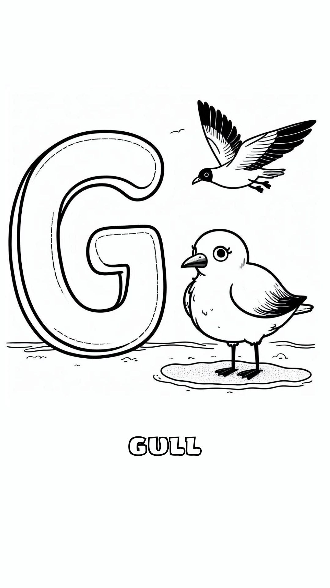 Letter G kleurplaat – Gull