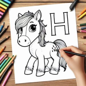 Letter H-dieren kleurplaat thumbnail