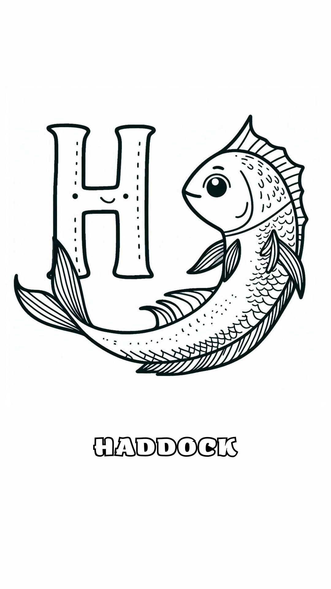 Letter H kleurplaat – Haddock