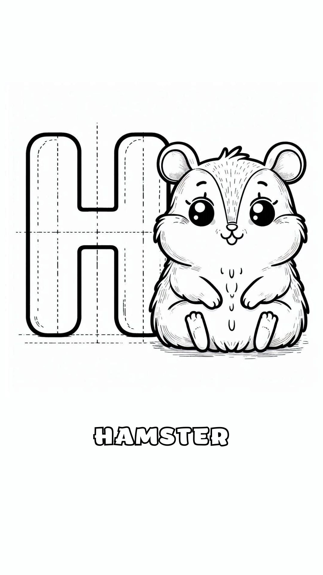 Letter H kleurplaat – Hamster