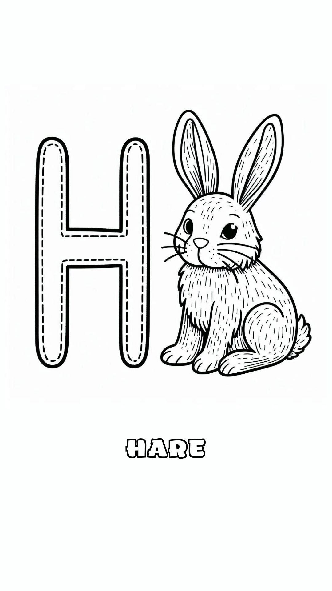 Letter H kleurplaat – Hare