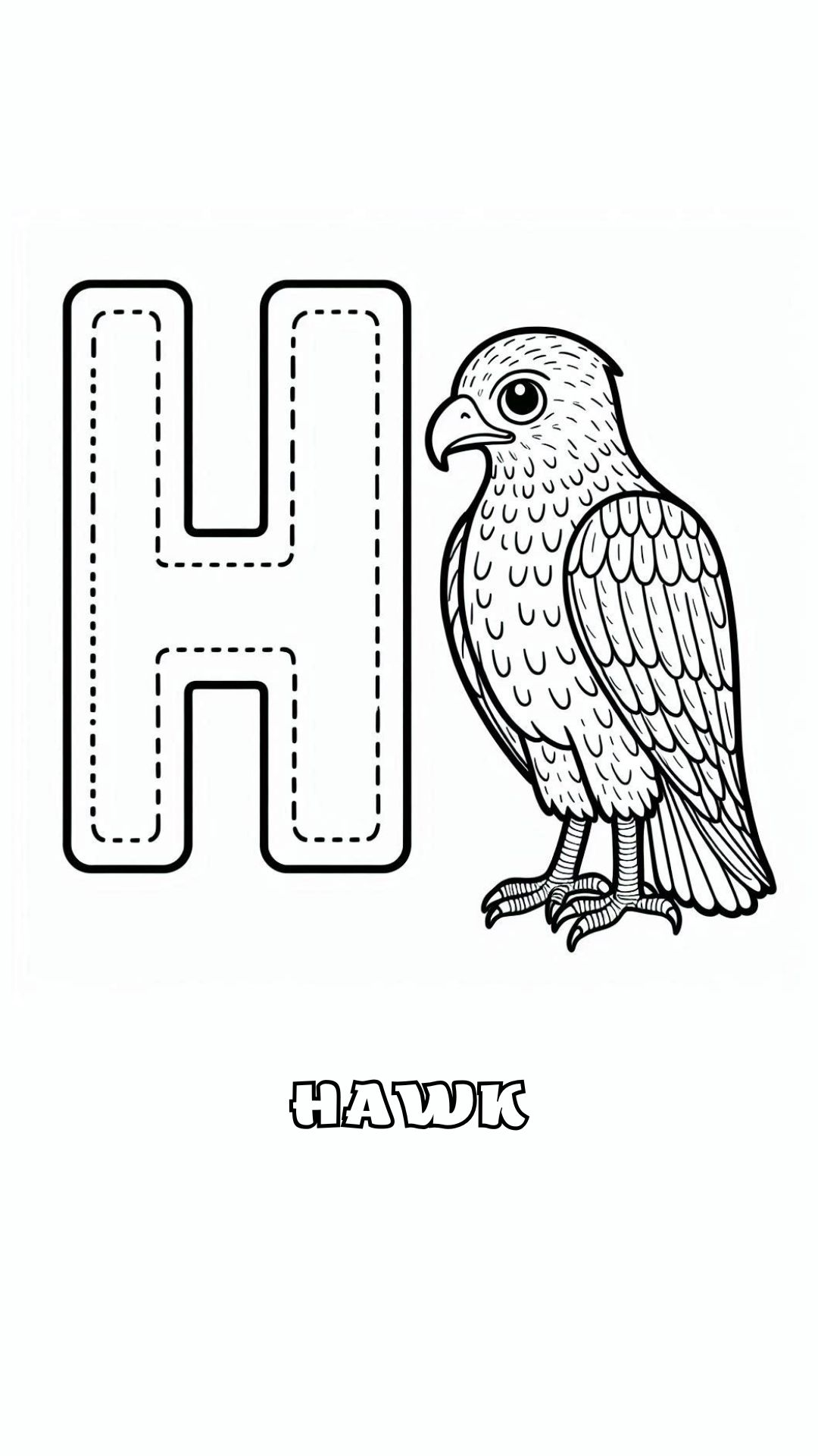 Letter H kleurplaat – Hawk