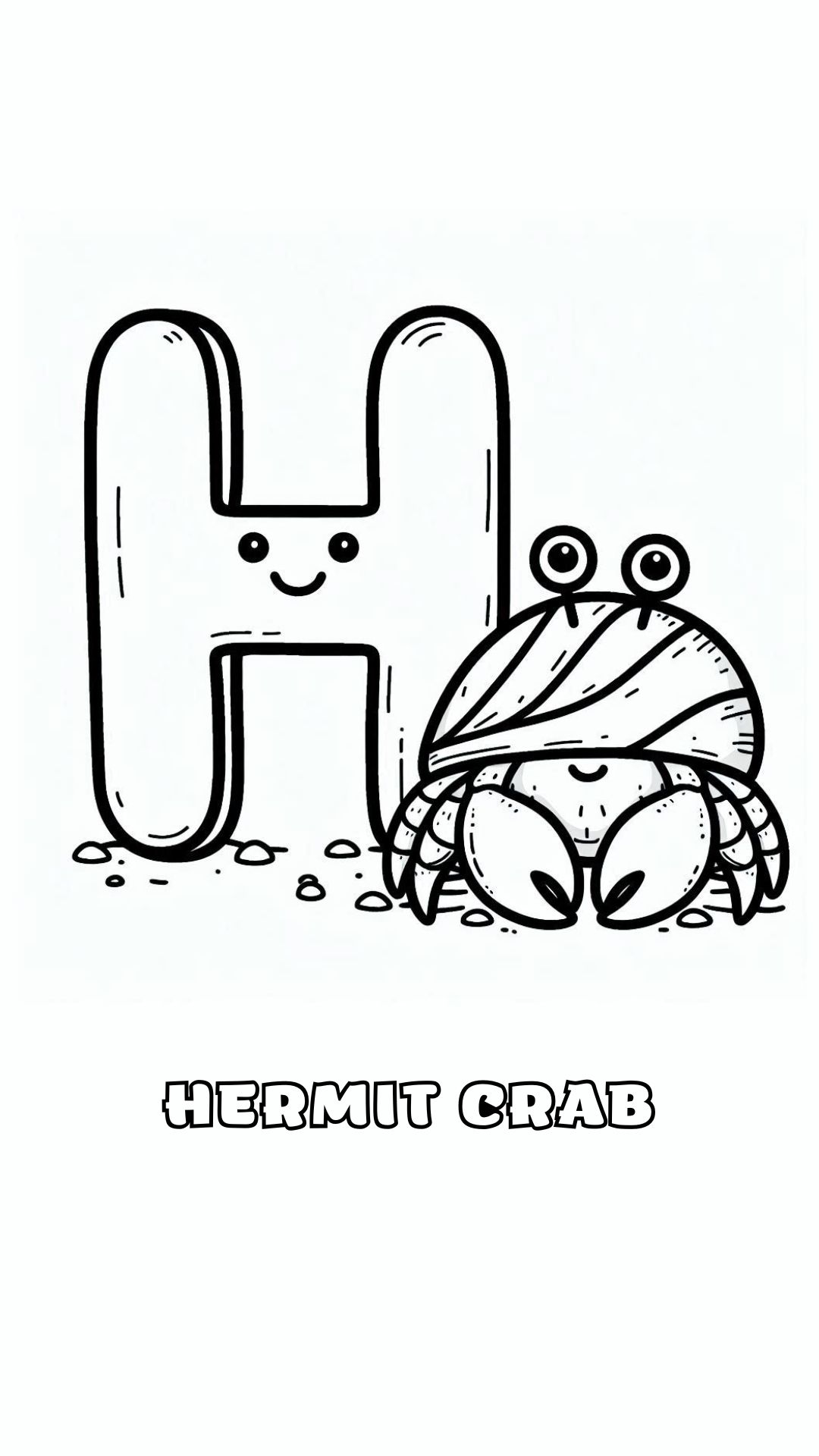 Letter H kleurplaat – Hermit Crab