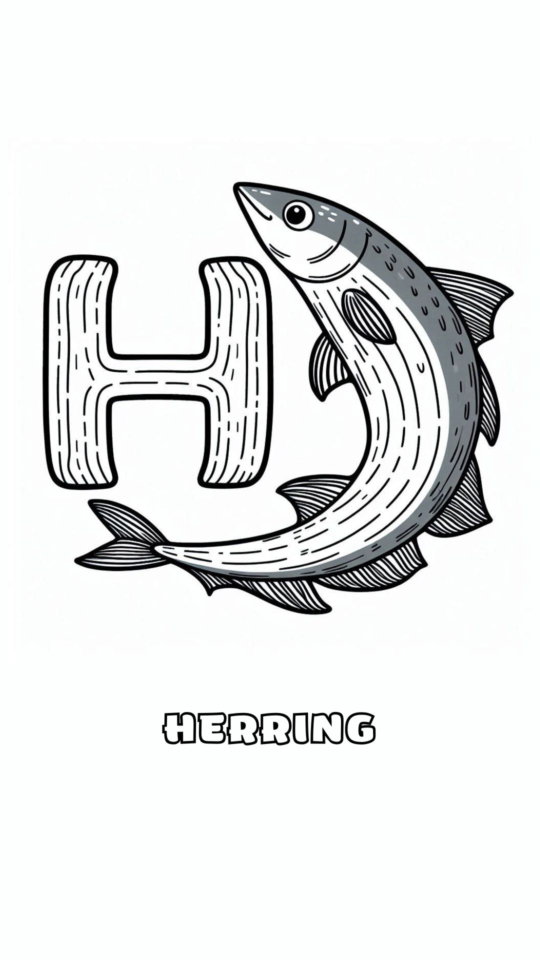 Letter H kleurplaat – Herring