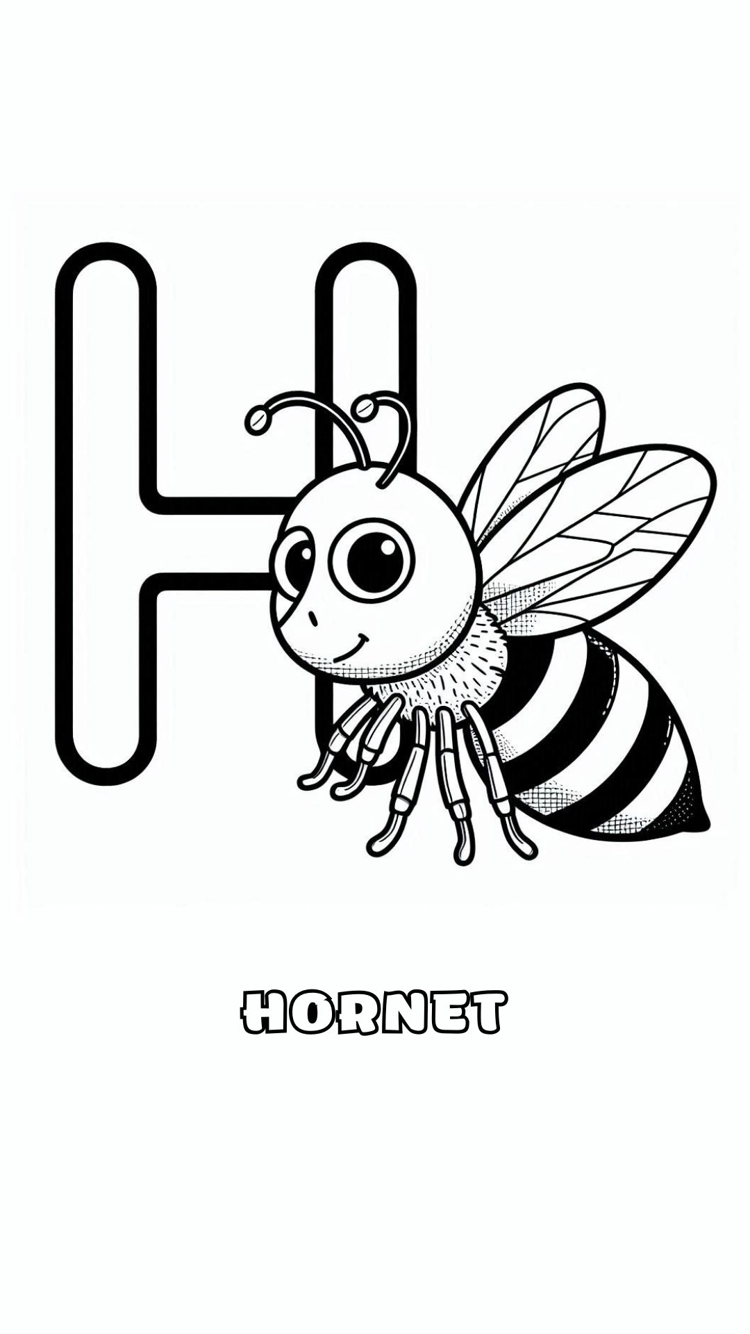 Letter H kleurplaat – Hornet