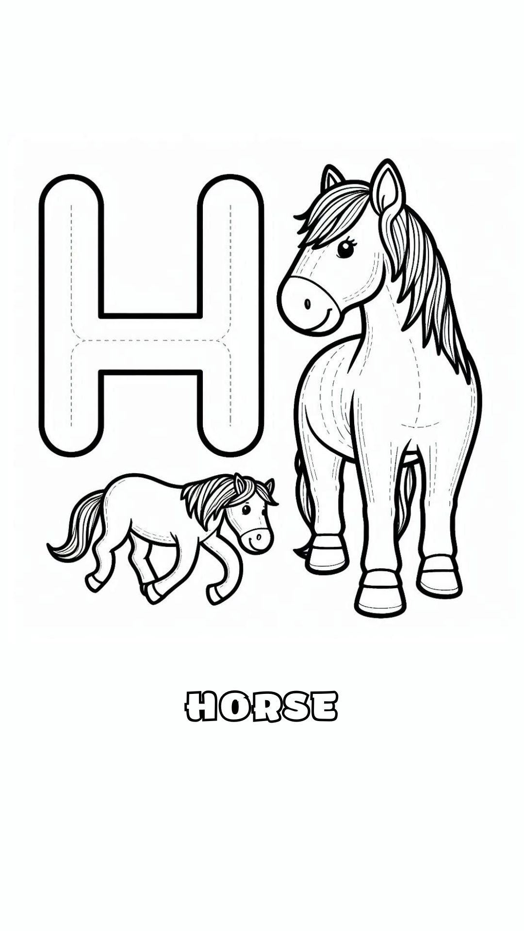 Letter H kleurplaat – Horse