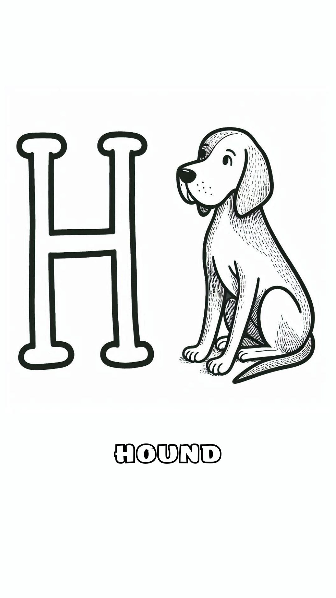 Letter H kleurplaat – Hound