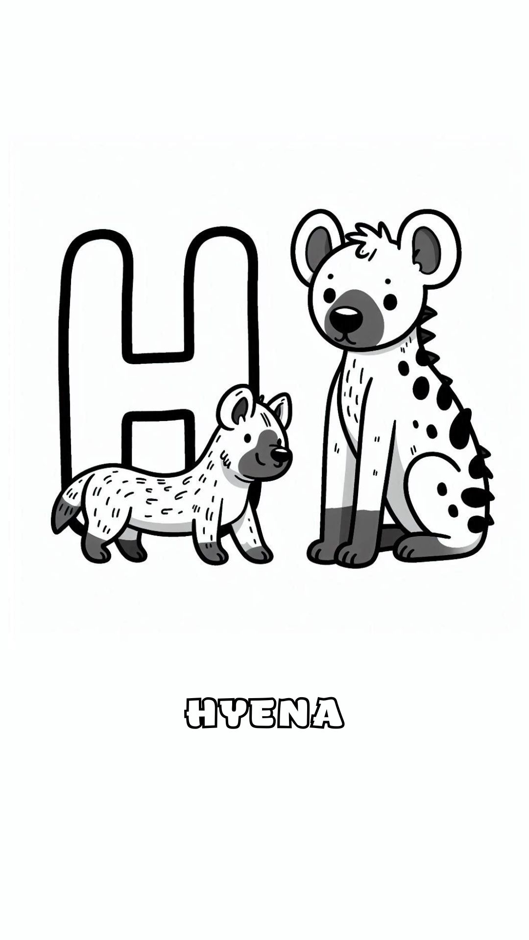 Letter H kleurplaat – Hyena