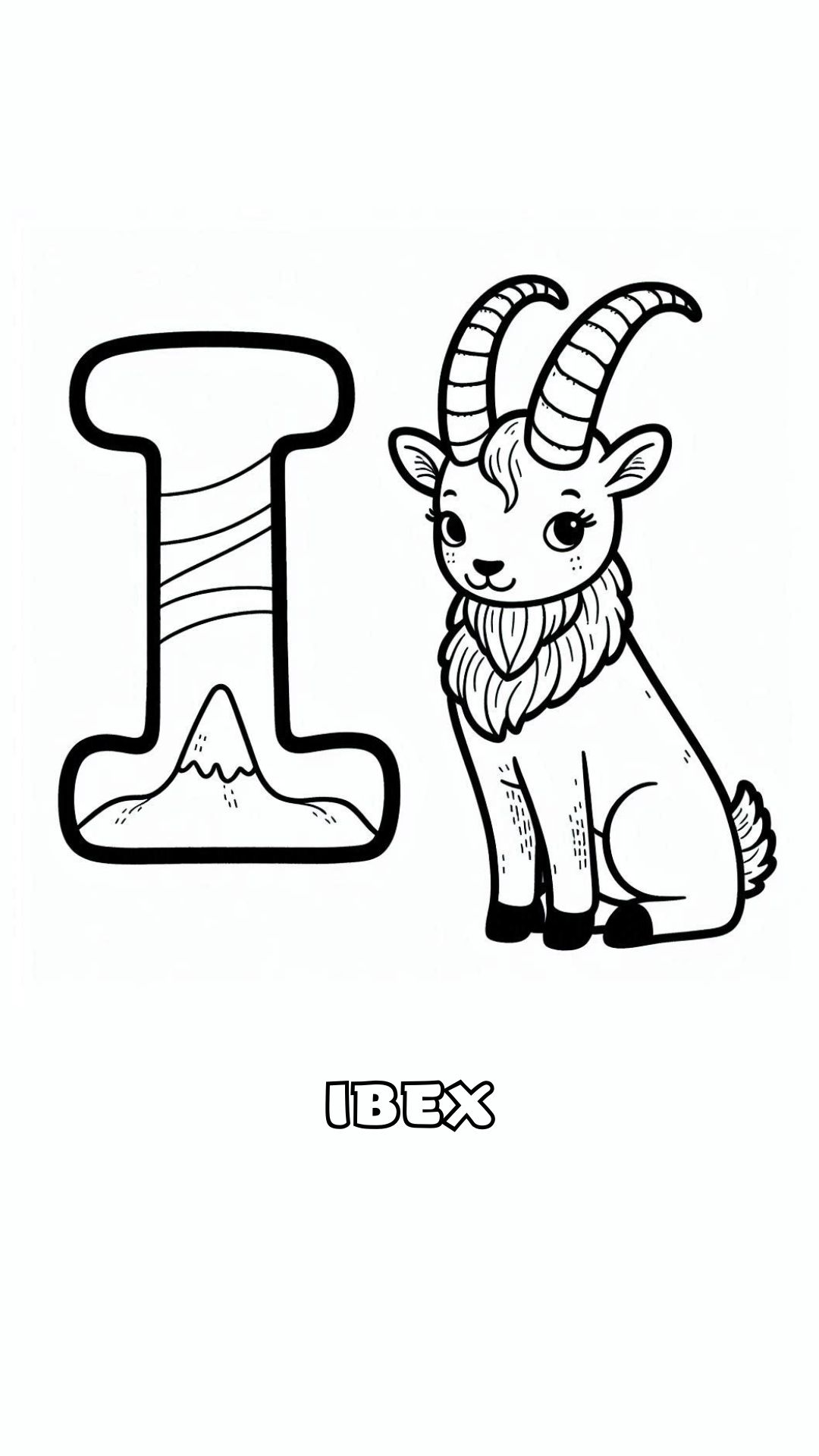 Letter I kleurplaat – Ibex