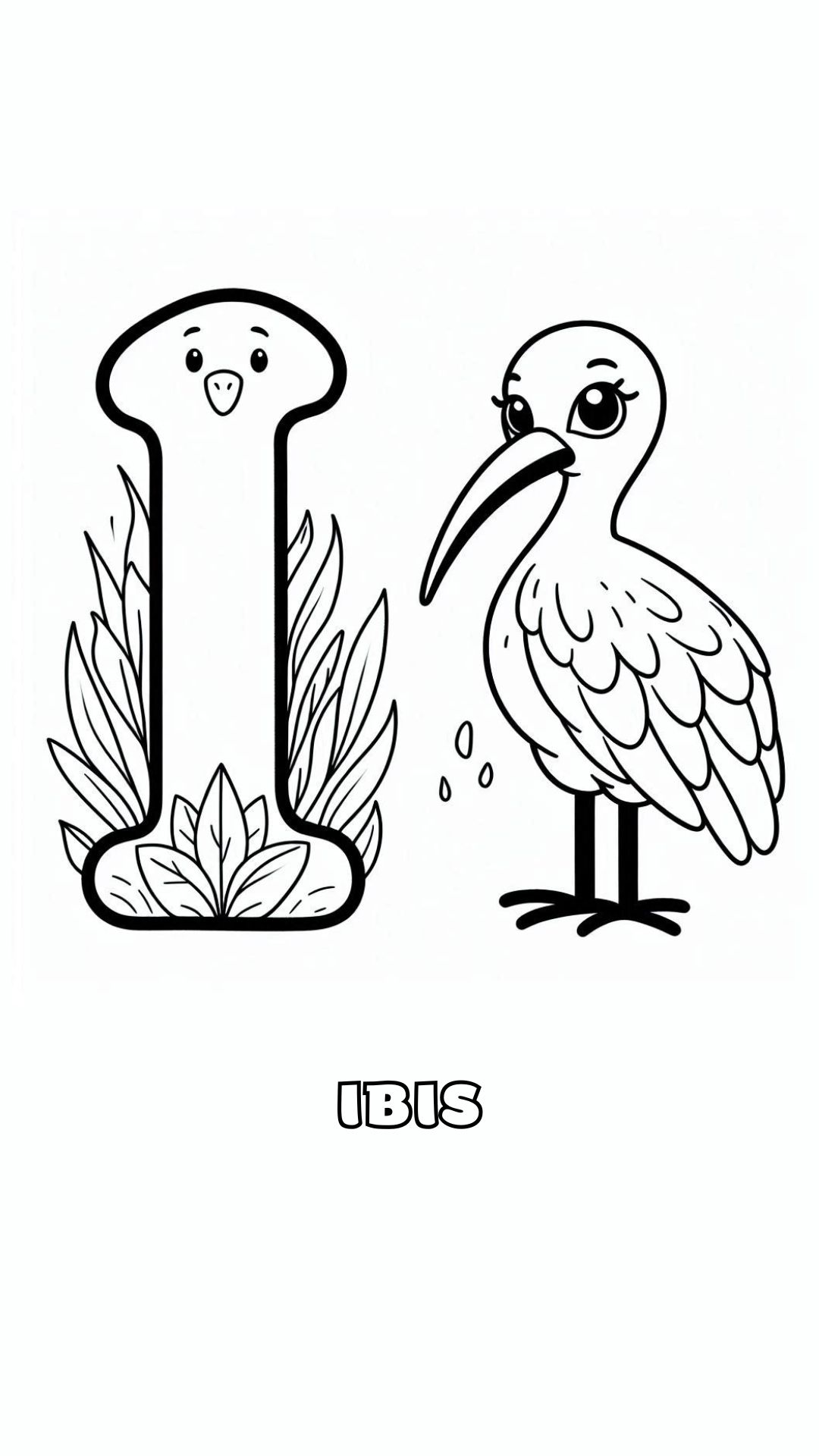 Letter I kleurplaat – Ibis