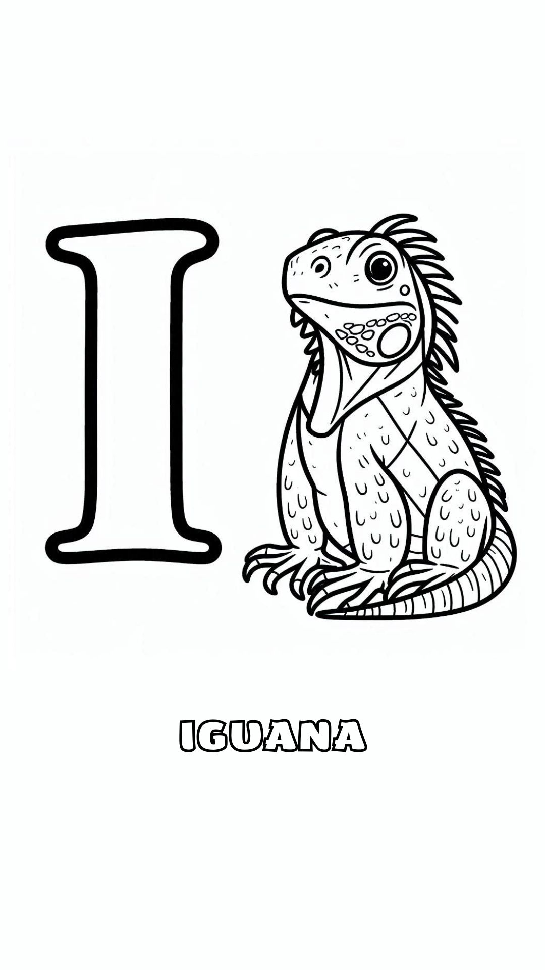 Letter I kleurplaat – Iguana