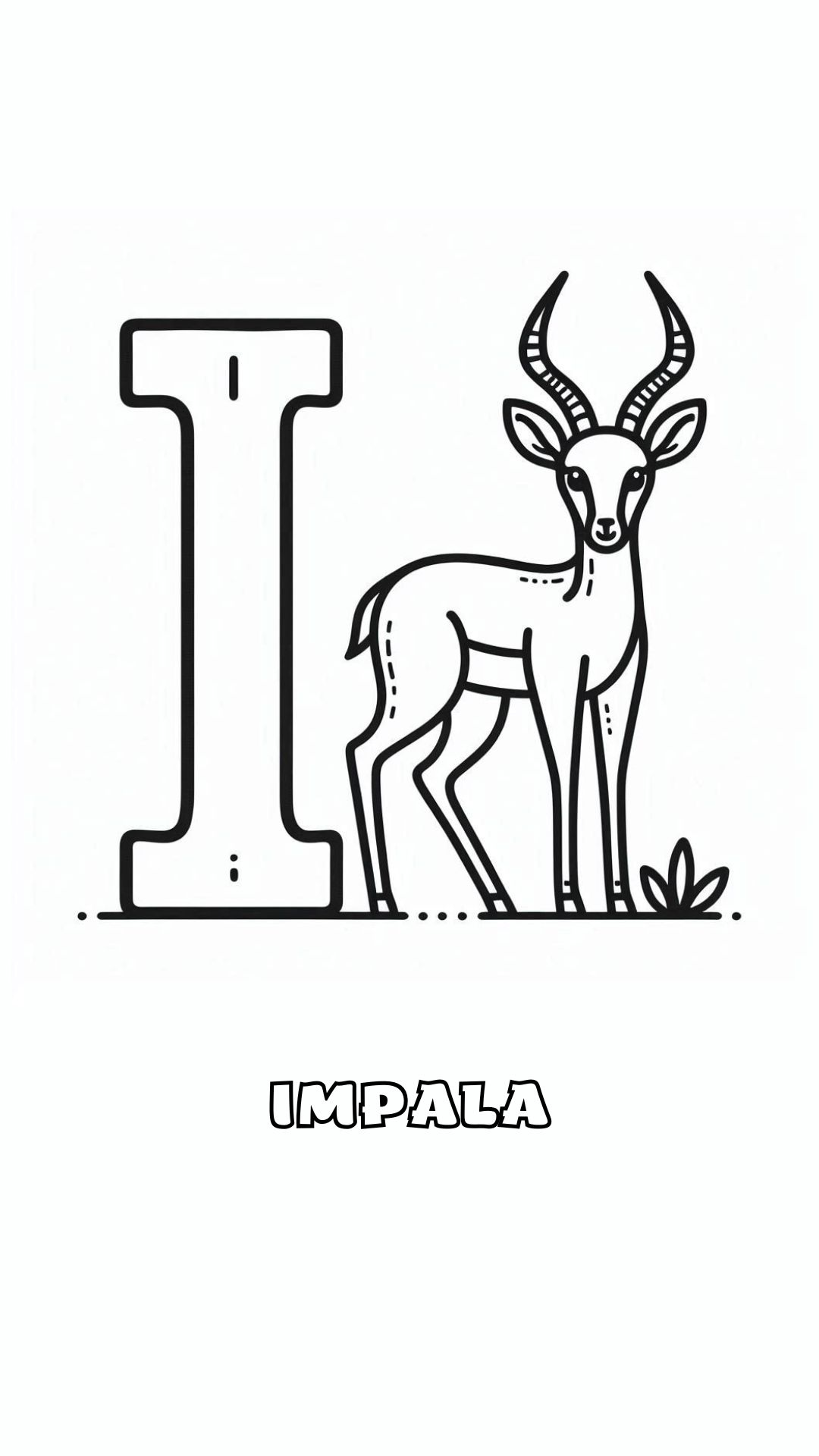 Letter I kleurplaat – Impala