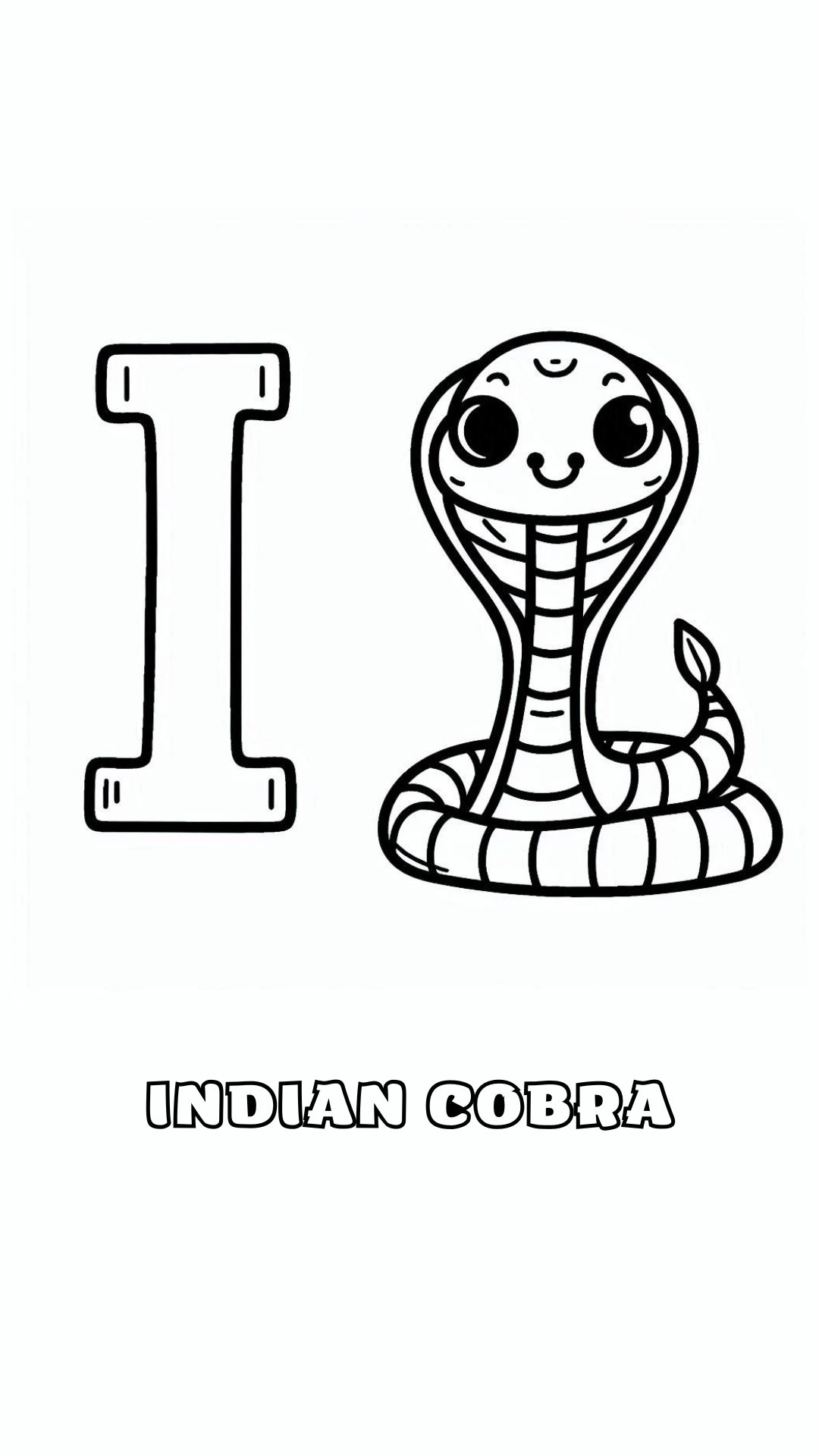 Letter I kleurplaat – Indian Cobra