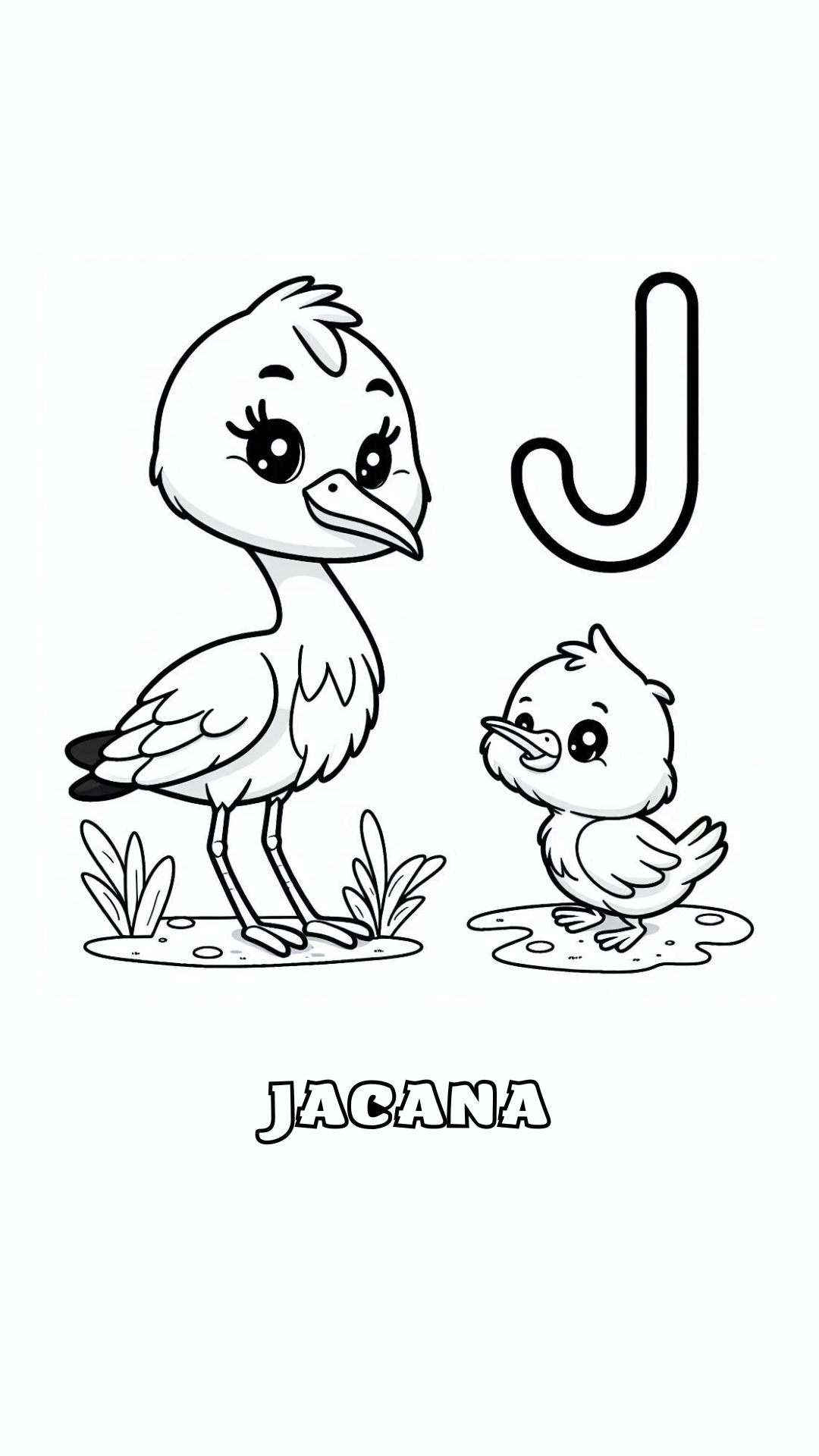 Letter J kleurplaat – Jacana