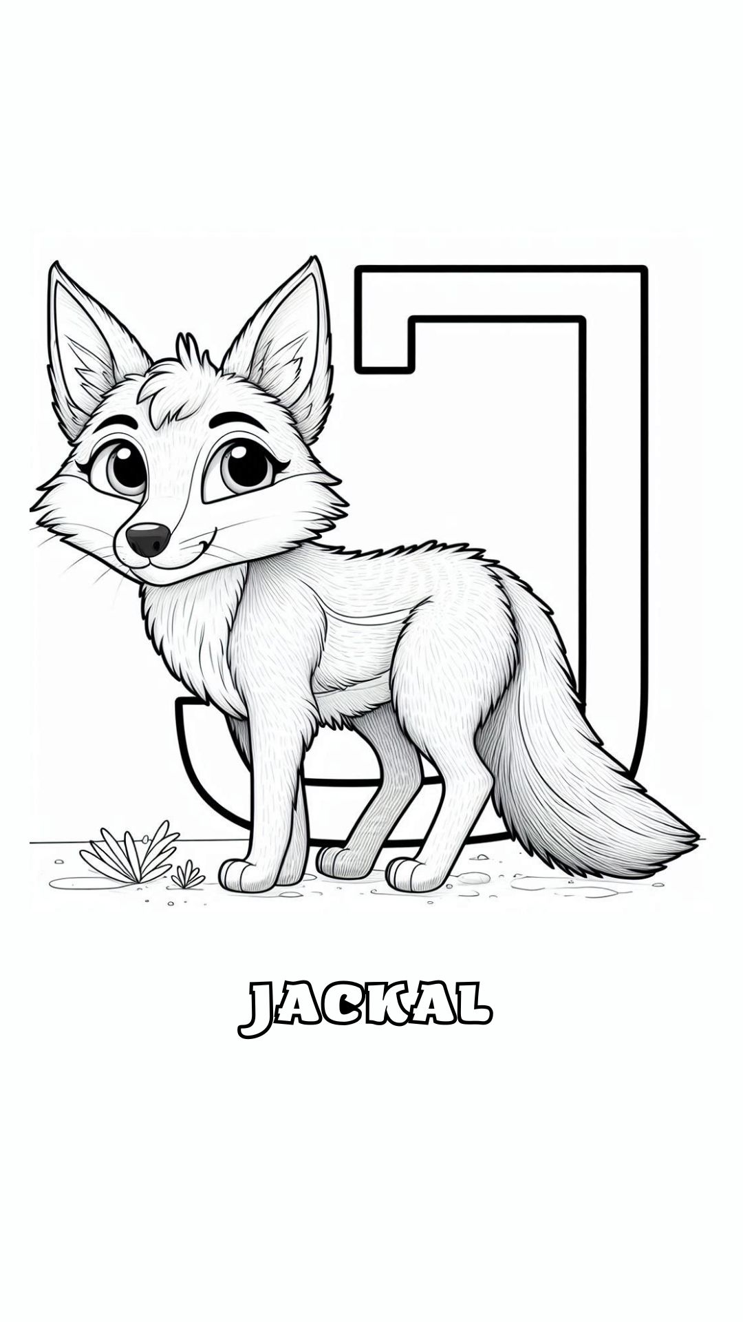 Letter J kleurplaat – Jackal