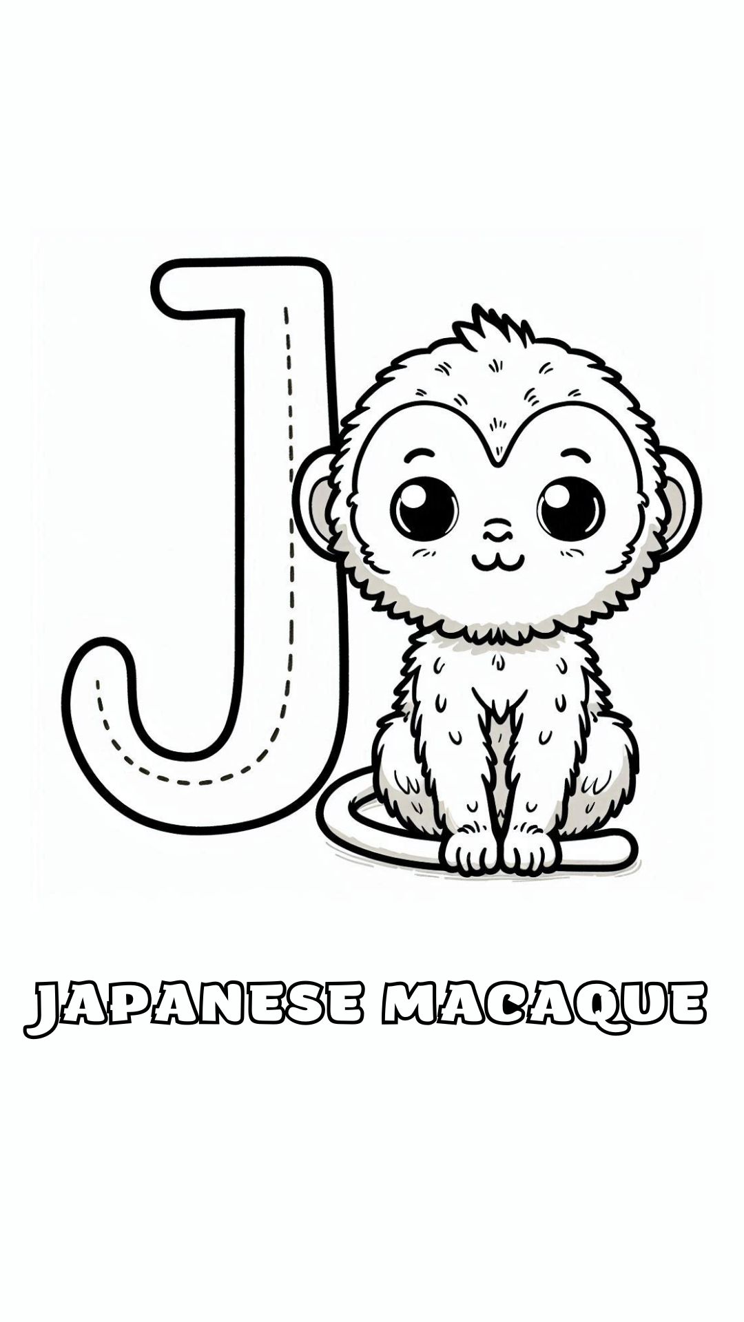 Letter J kleurplaat – Japanese Macaque