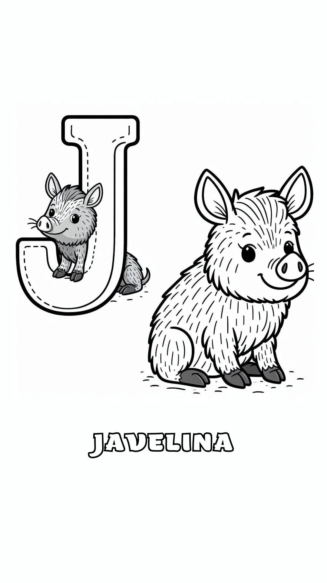 Letter J kleurplaat – Javelina