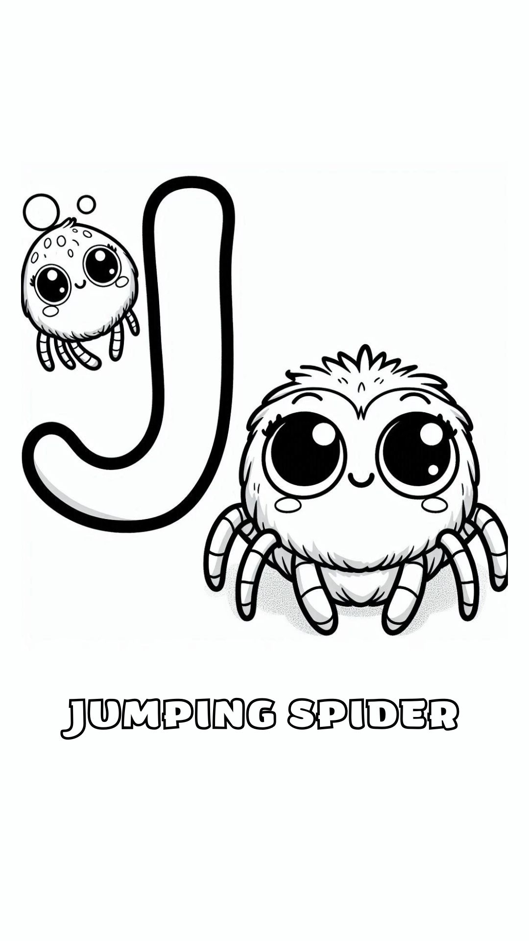 Letter J kleurplaat – Jumping Spider