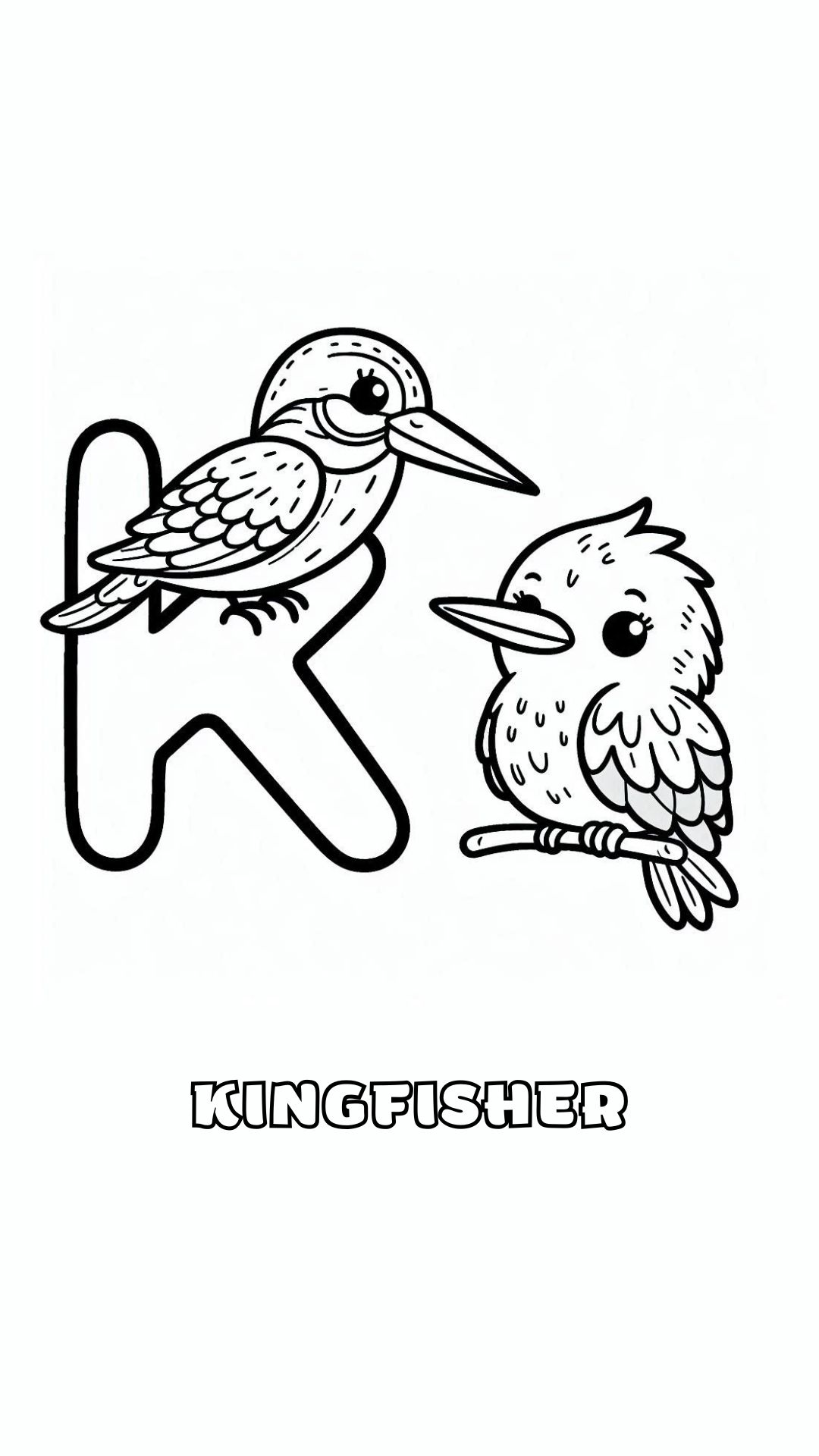 Letter K kleurplaat – Kingfisher