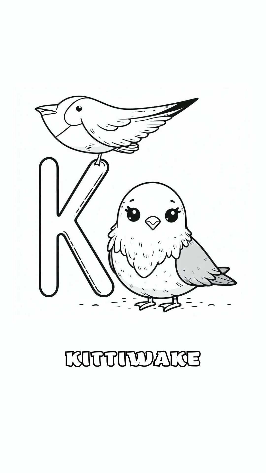 Letter K kleurplaat – Kittiwake