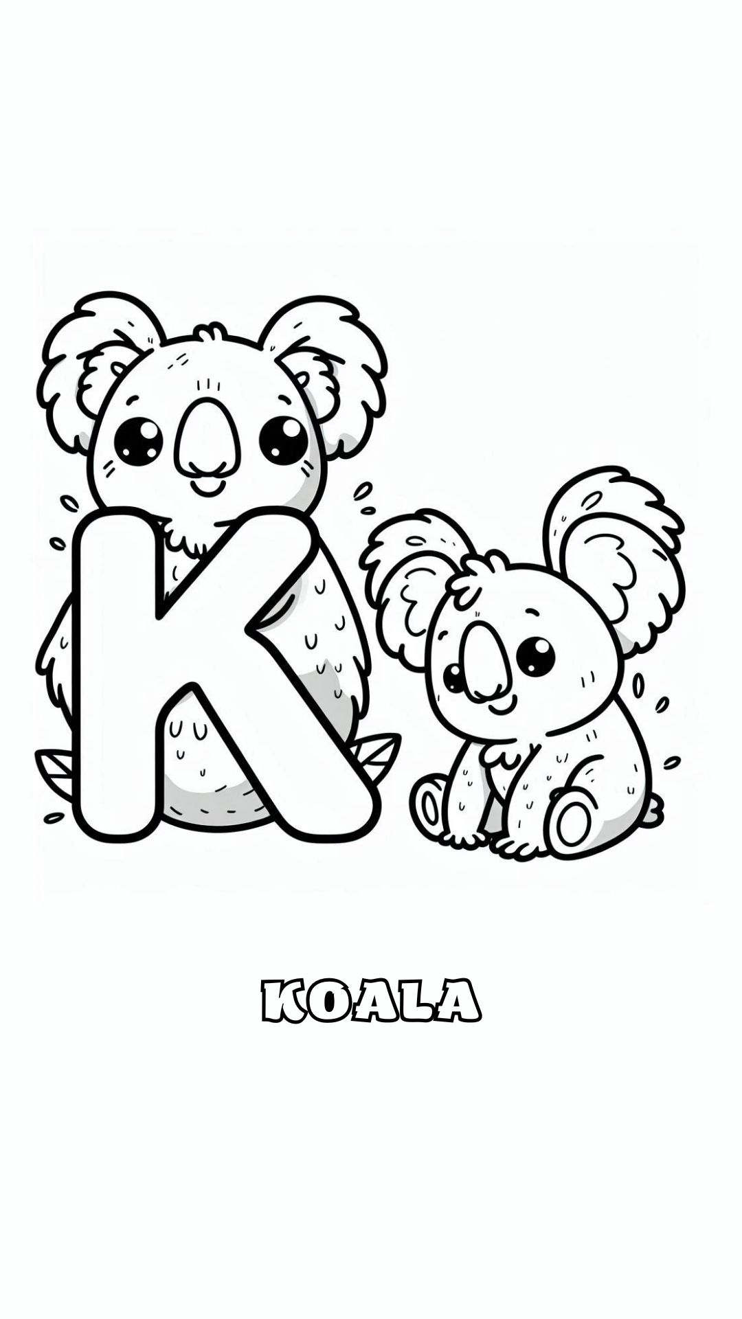 Letter K kleurplaat – Koala