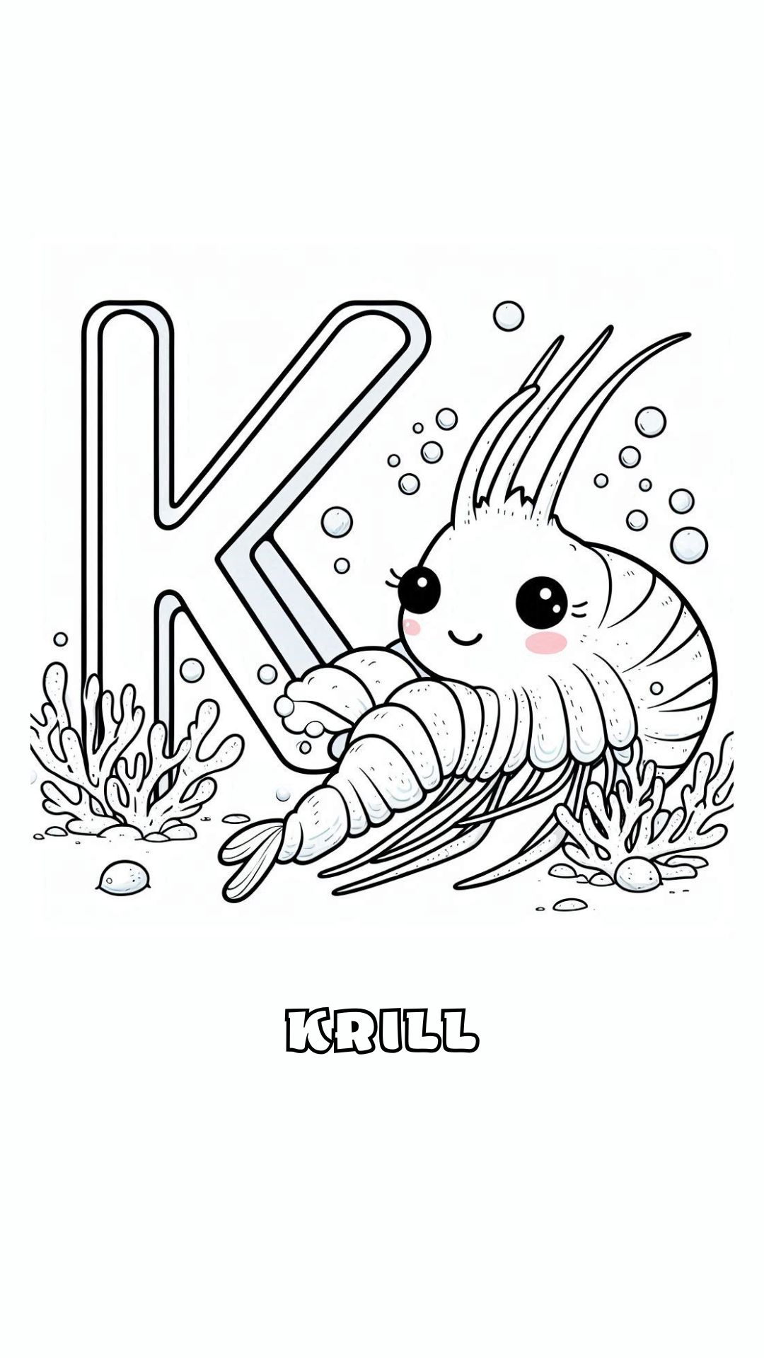 Letter K kleurplaat – Krill