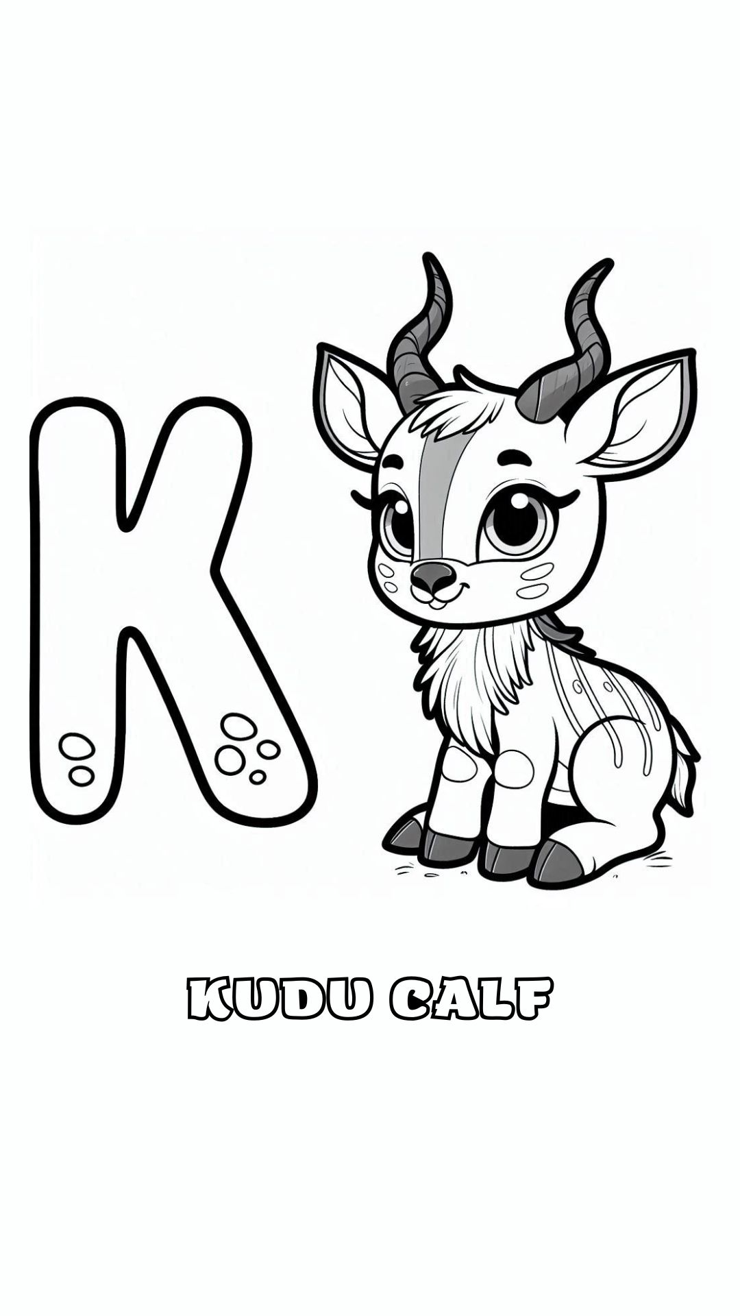 Letter K kleurplaat – Kudu Calf