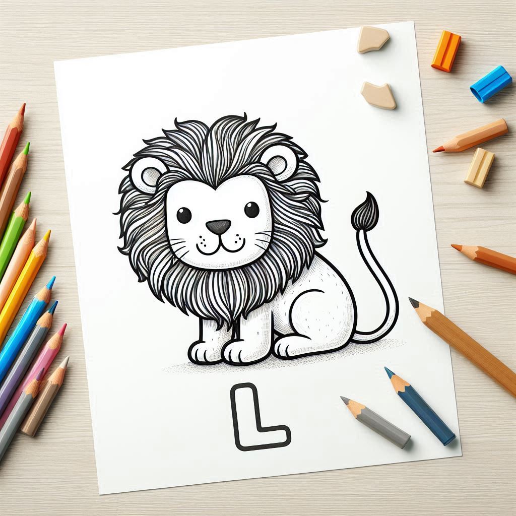 Letter L-dieren kleurplaat thumbnail