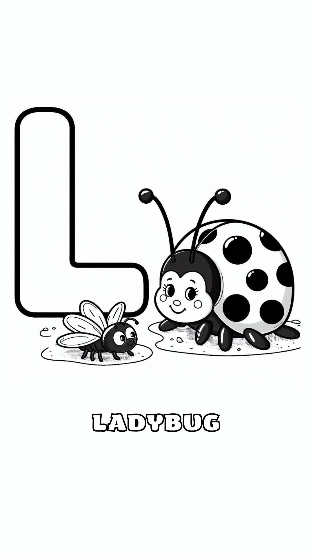 Letter L kleurplaat – Ladybug