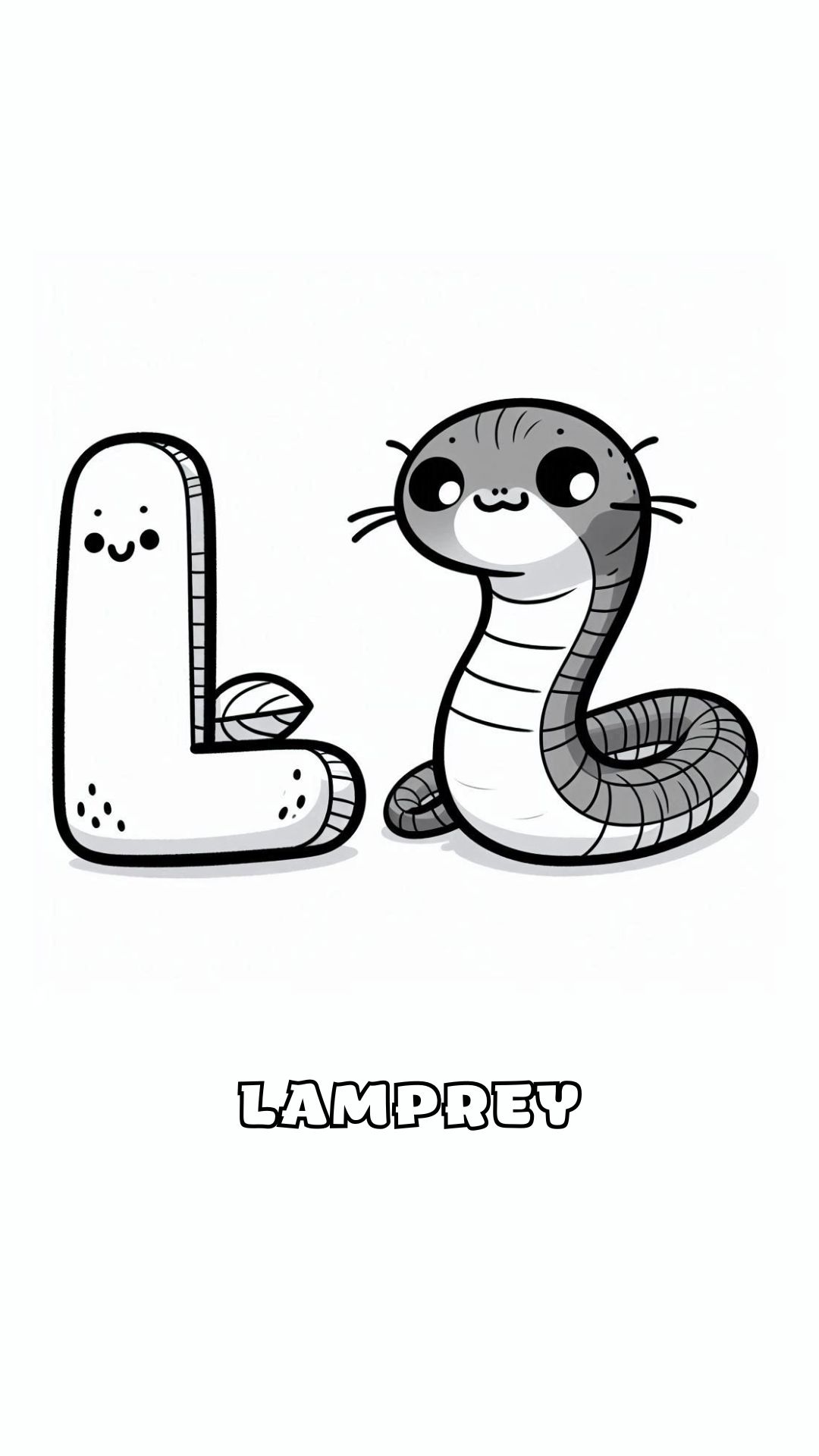 Letter L kleurplaat – Lamprey