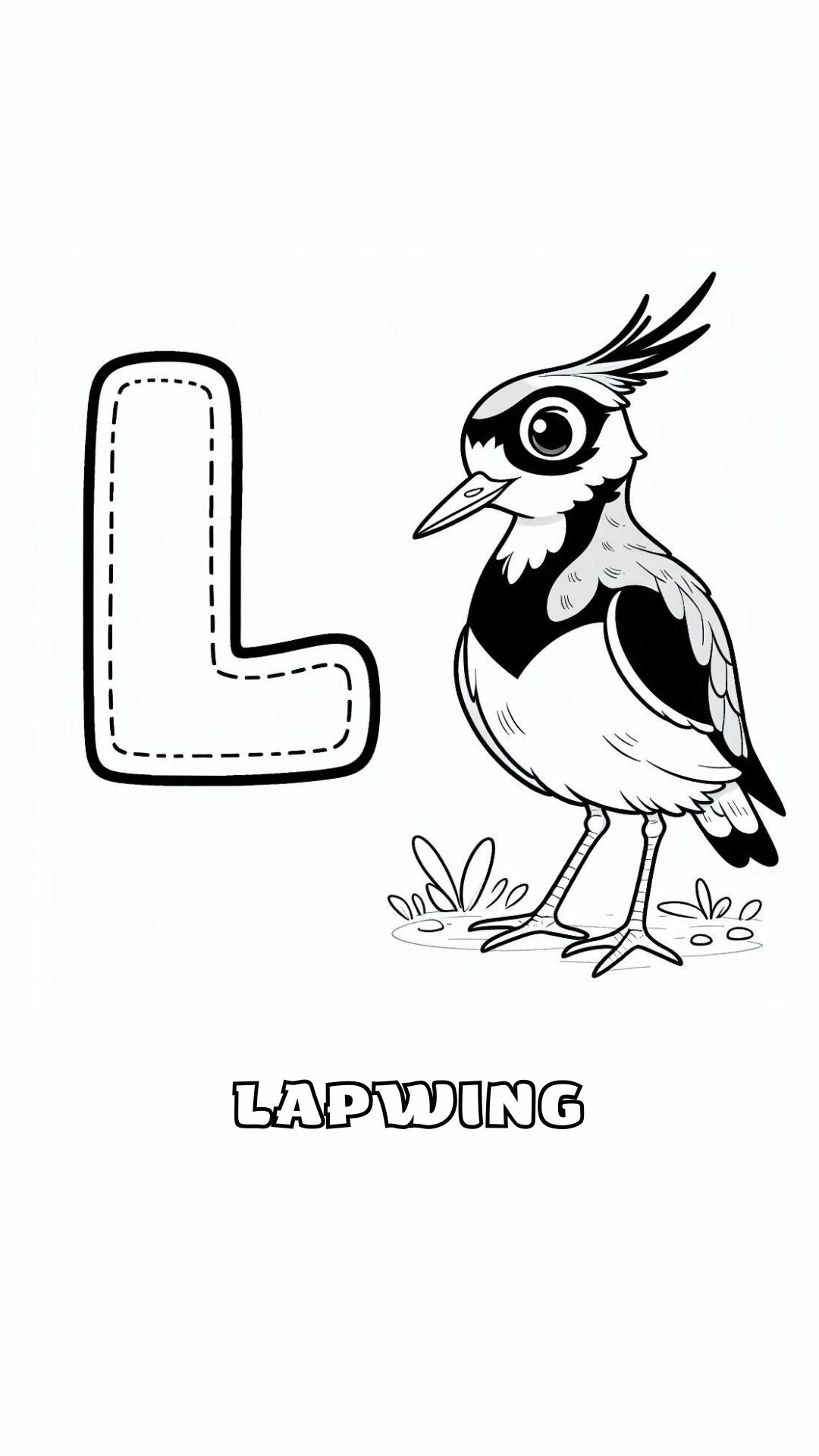 Letter L kleurplaat – Lapwing