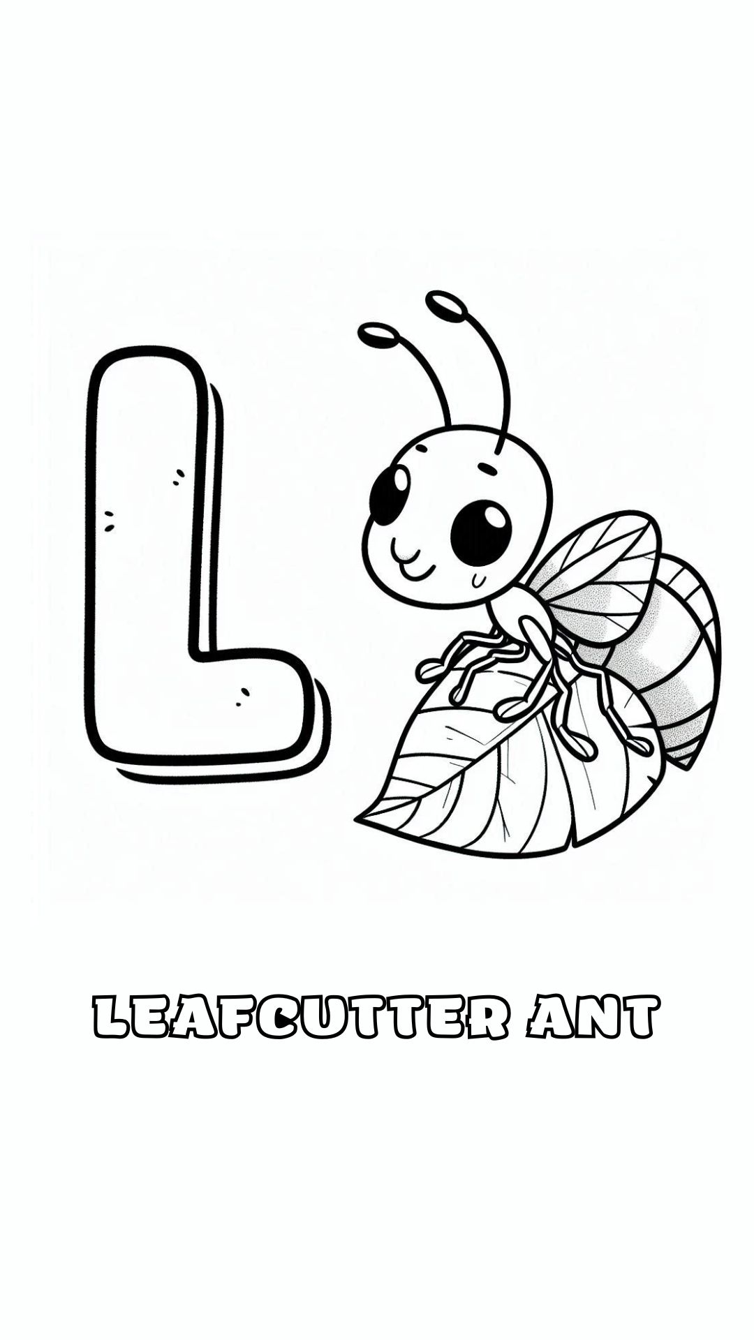 Letter L kleurplaat – Leafcutter Ant