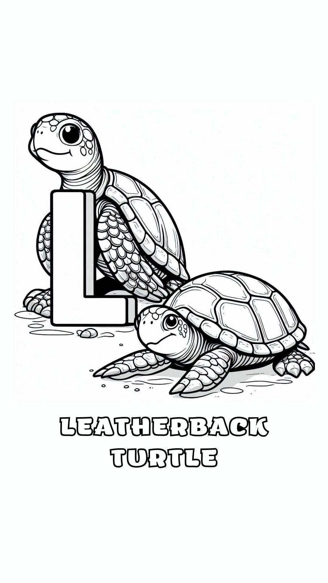 Letter L kleurplaat – Leatherback Turtle