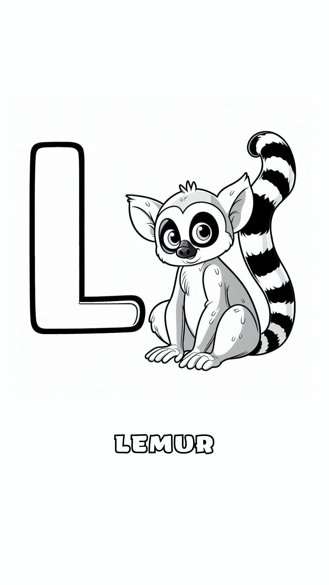 Letter L kleurplaat – Lemur