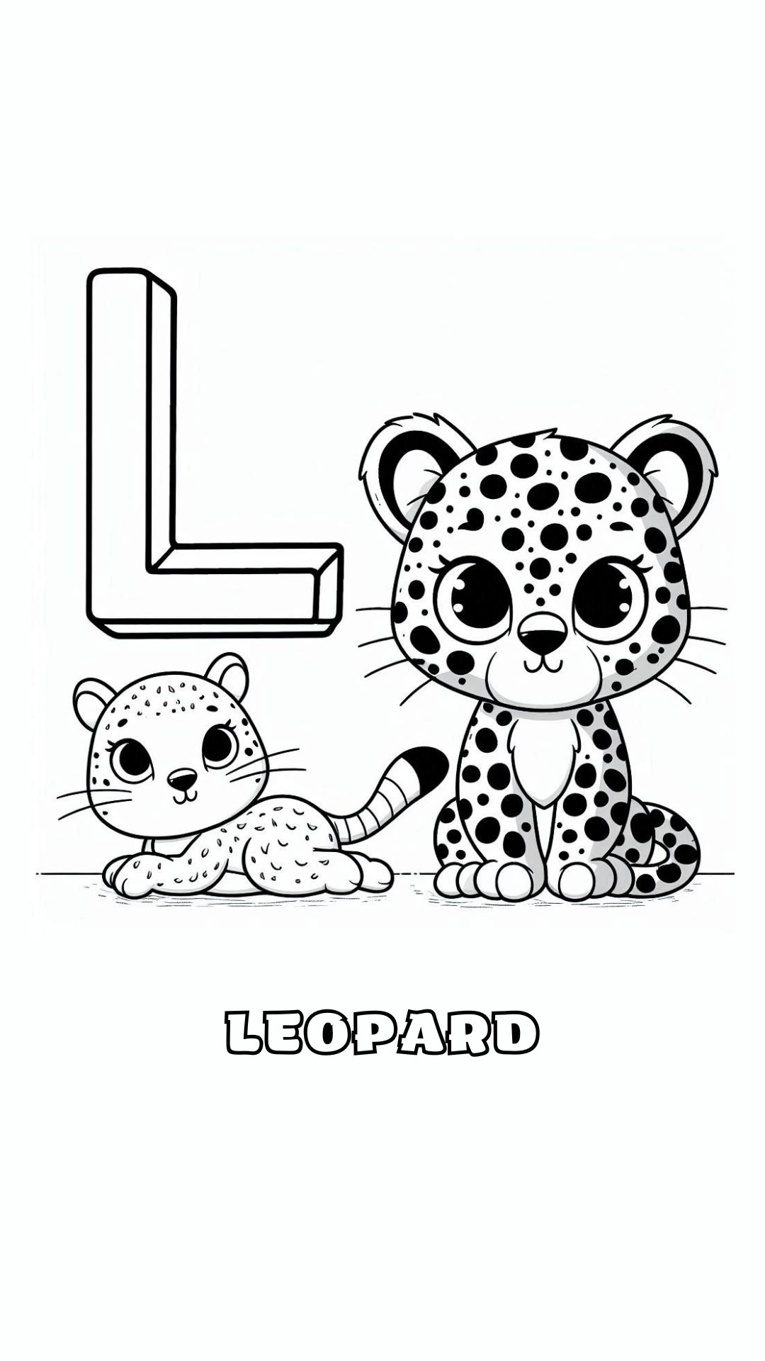 Letter L kleurplaat – Leopard