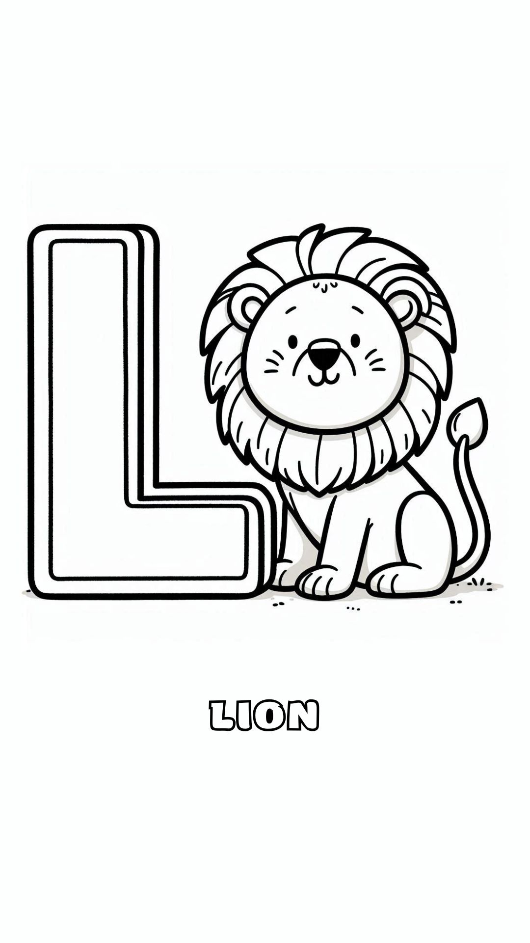 Letter L kleurplaat – Lion