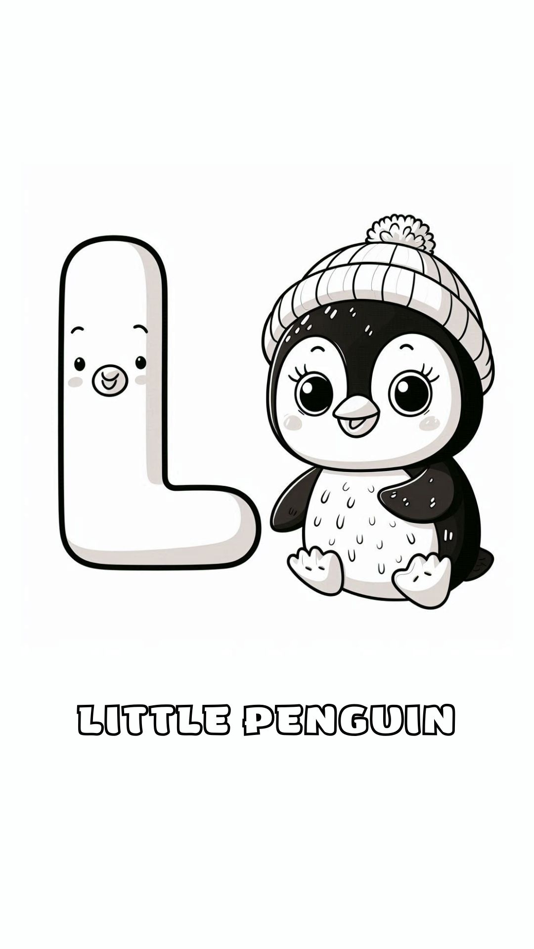 Letter L kleurplaat – Little Penguin