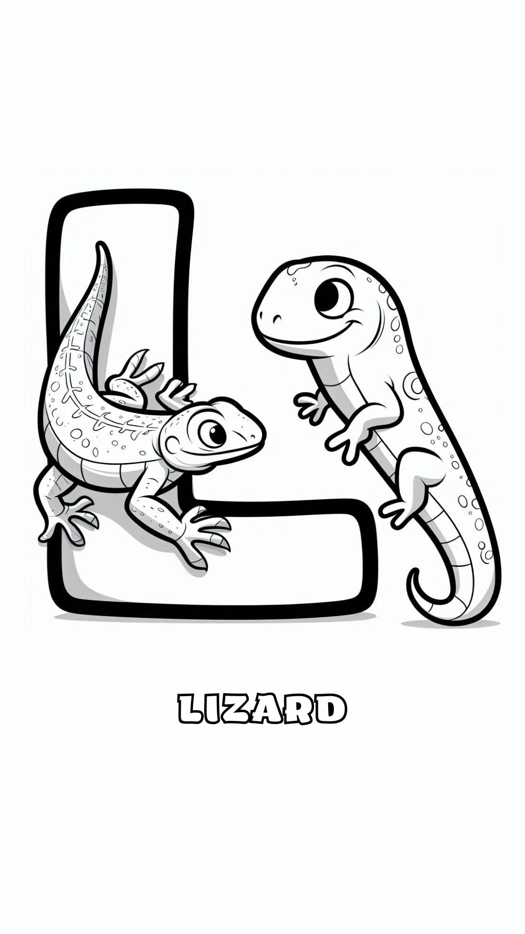 Letter L kleurplaat – Lizard