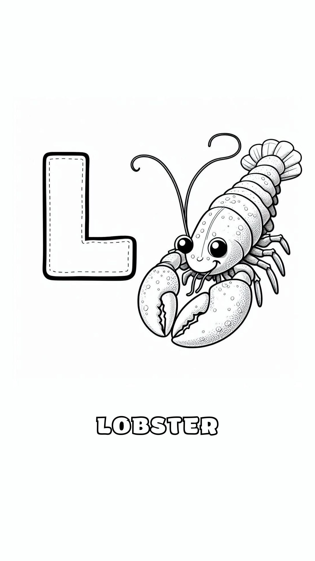 Letter L kleurplaat – Lobster