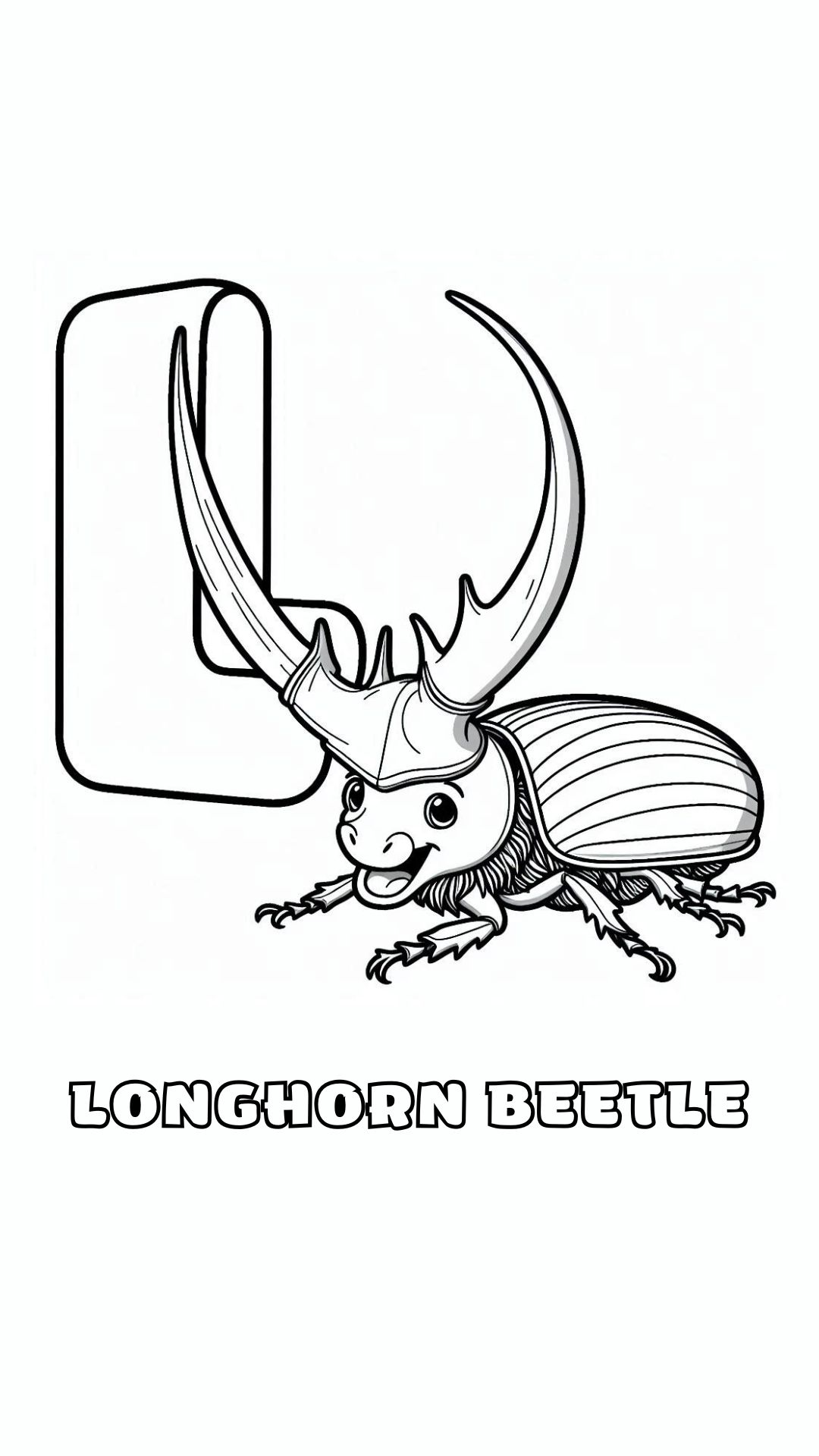 Letter L kleurplaat – Longhorn Beetle