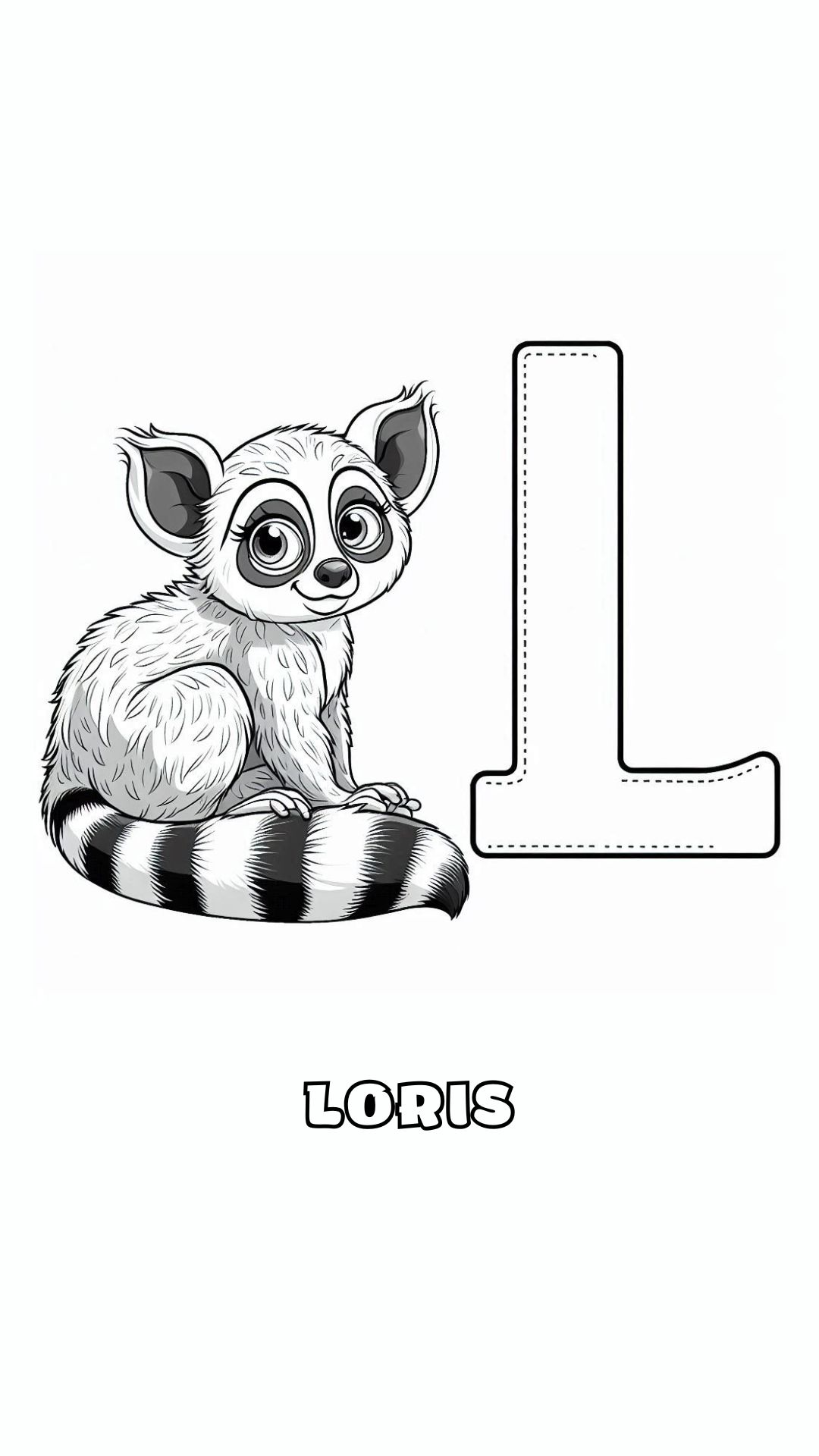 Letter L kleurplaat – Loris