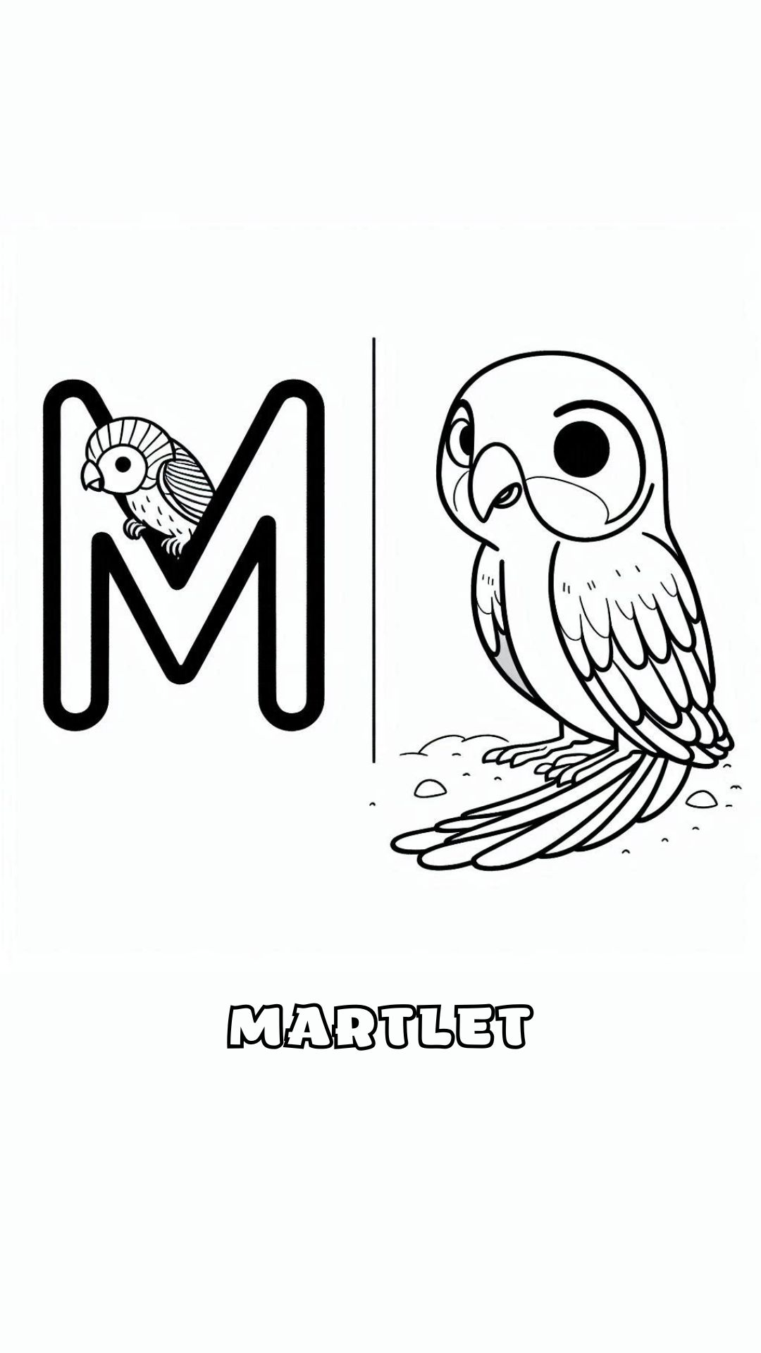 Letter M kleurplaat – Martlet