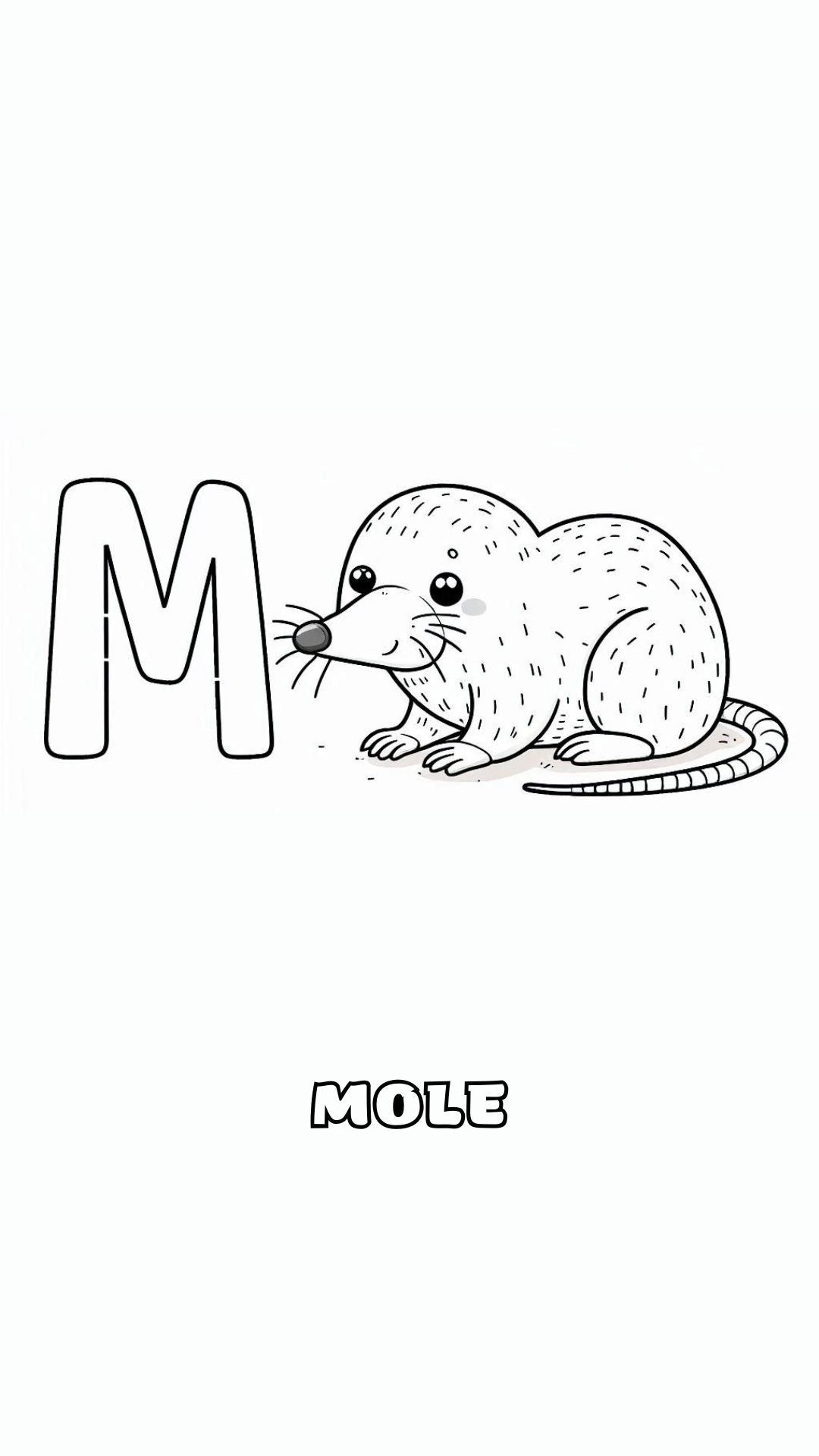 Letter M kleurplaat – Mole