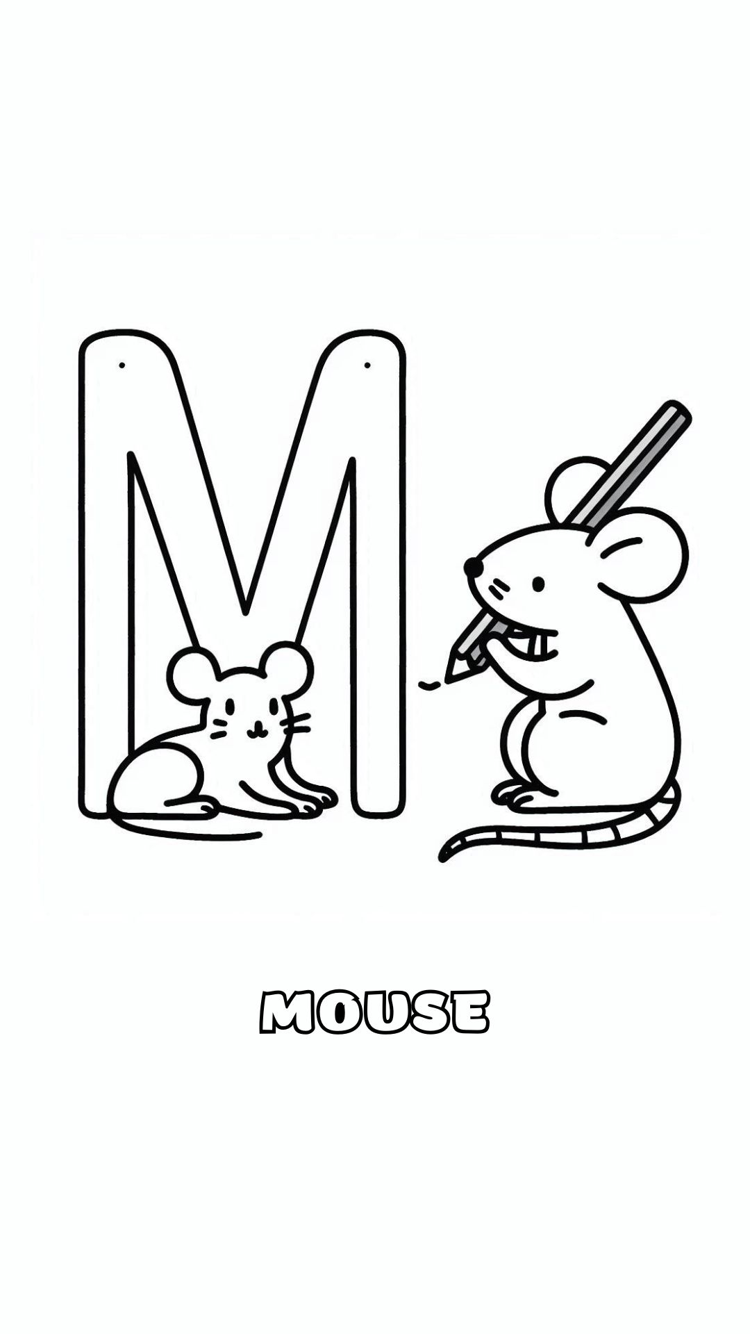 Letter M kleurplaat – Mouse