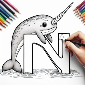 Letter N-dieren kleurplaat thumbnail