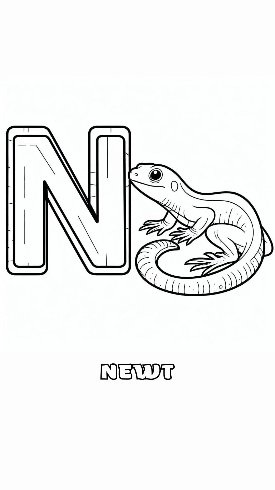 Letter N kleurplaat – Newt