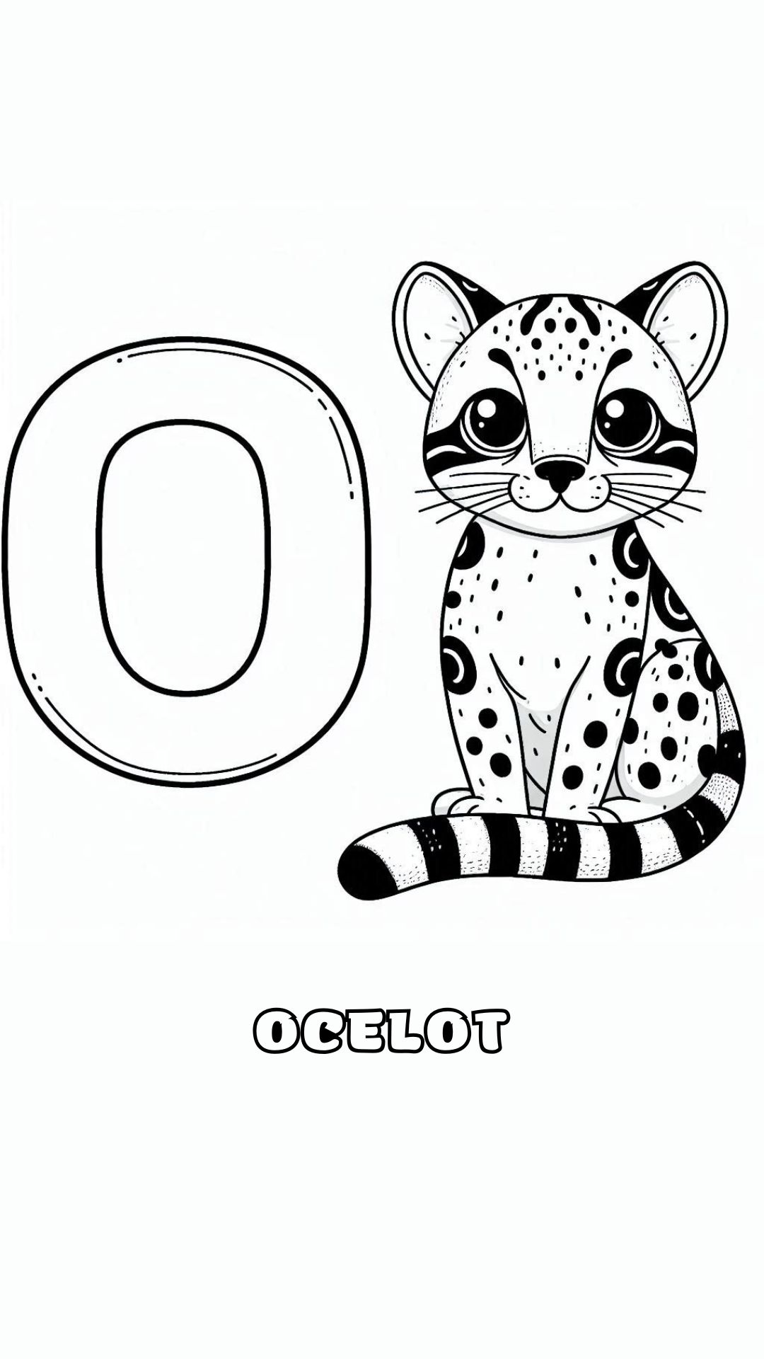 Letter O kleurplaat – Ocelot