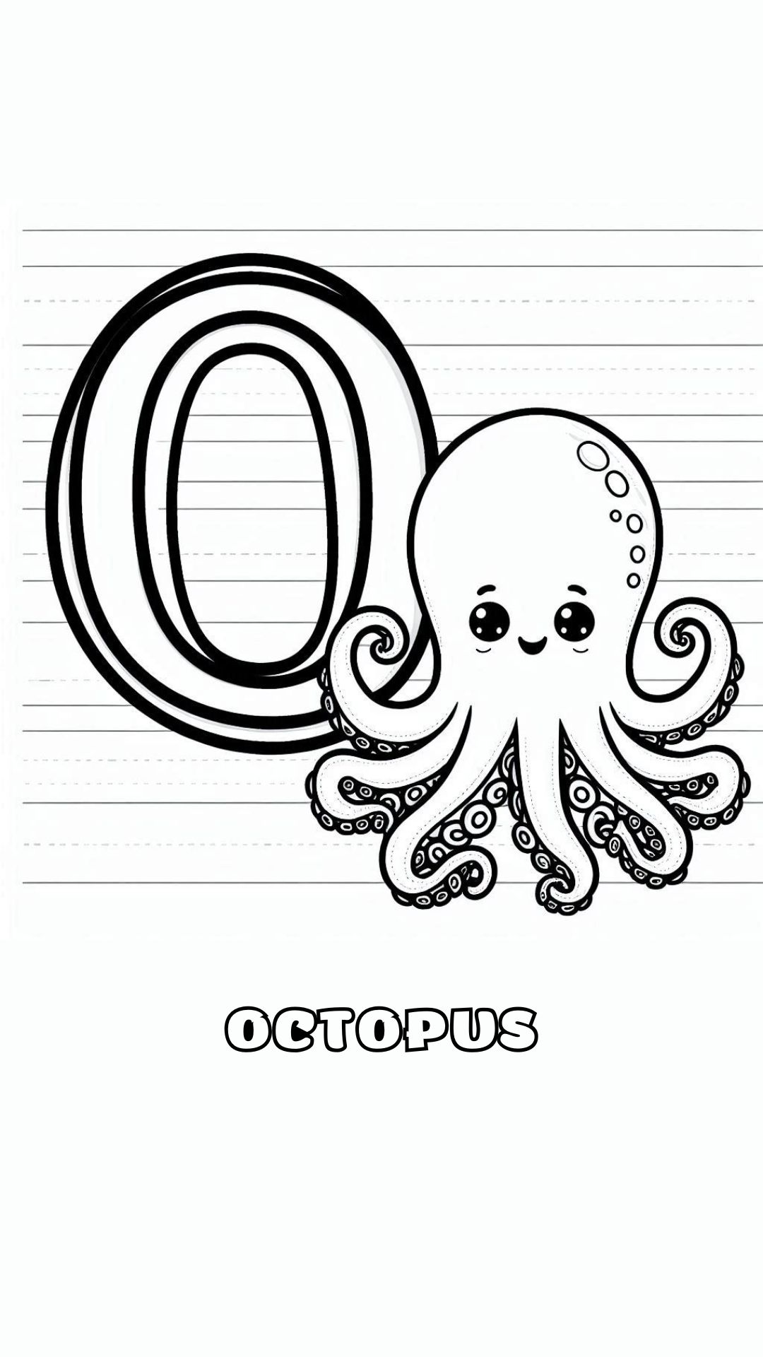 Letter O kleurplaat – Octopus