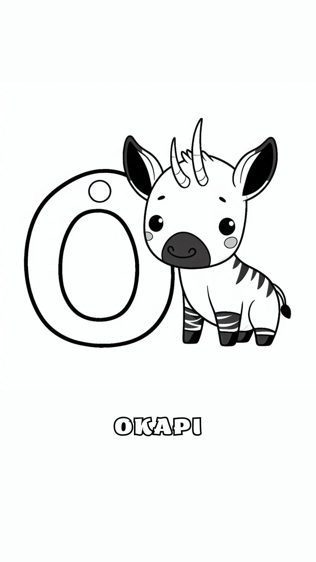 Letter O kleurplaat – Okapi